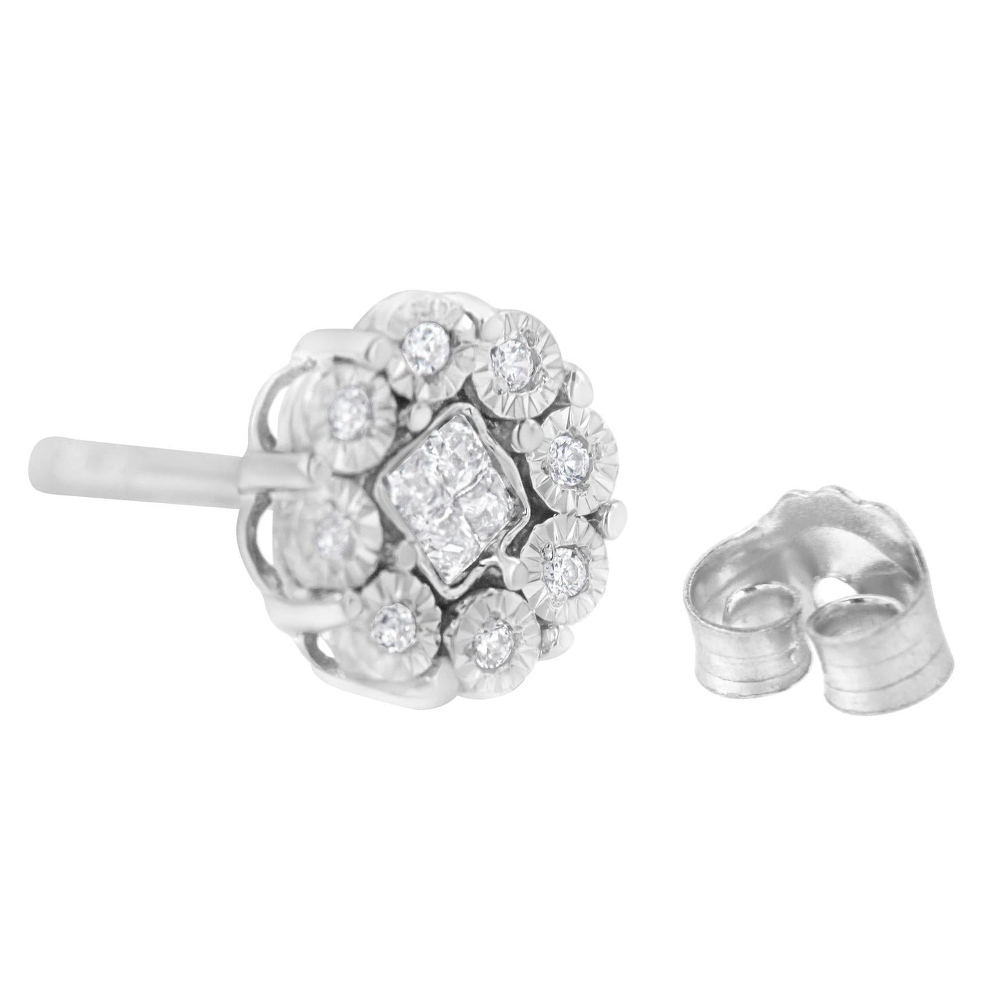 10KT White Gold 1/4ct Diamond Floral Cluster Stud Earring (I-J, I1-I2)