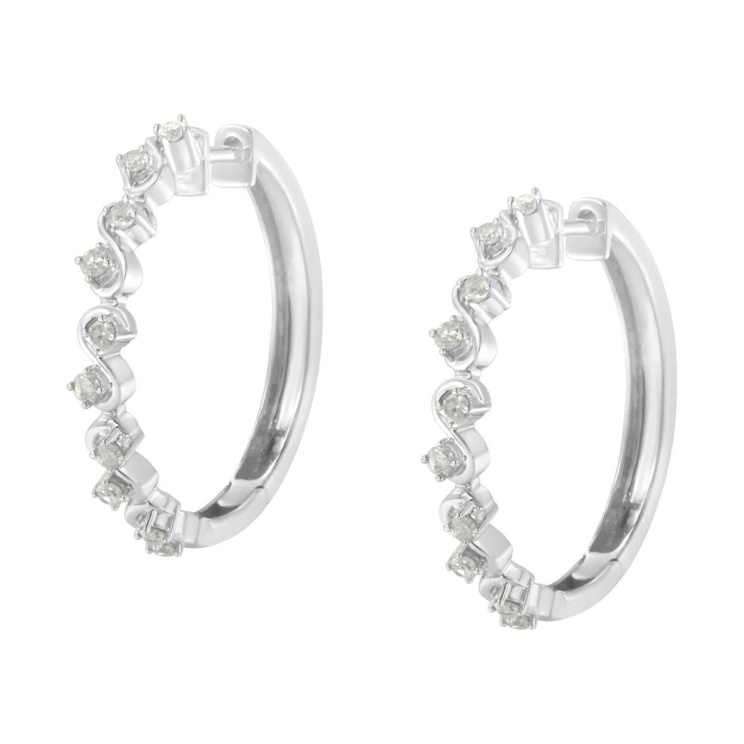 Sterling-Silver Diamond Hoop Earring (1/2 cttw, I-J Color, I3 Clarity)