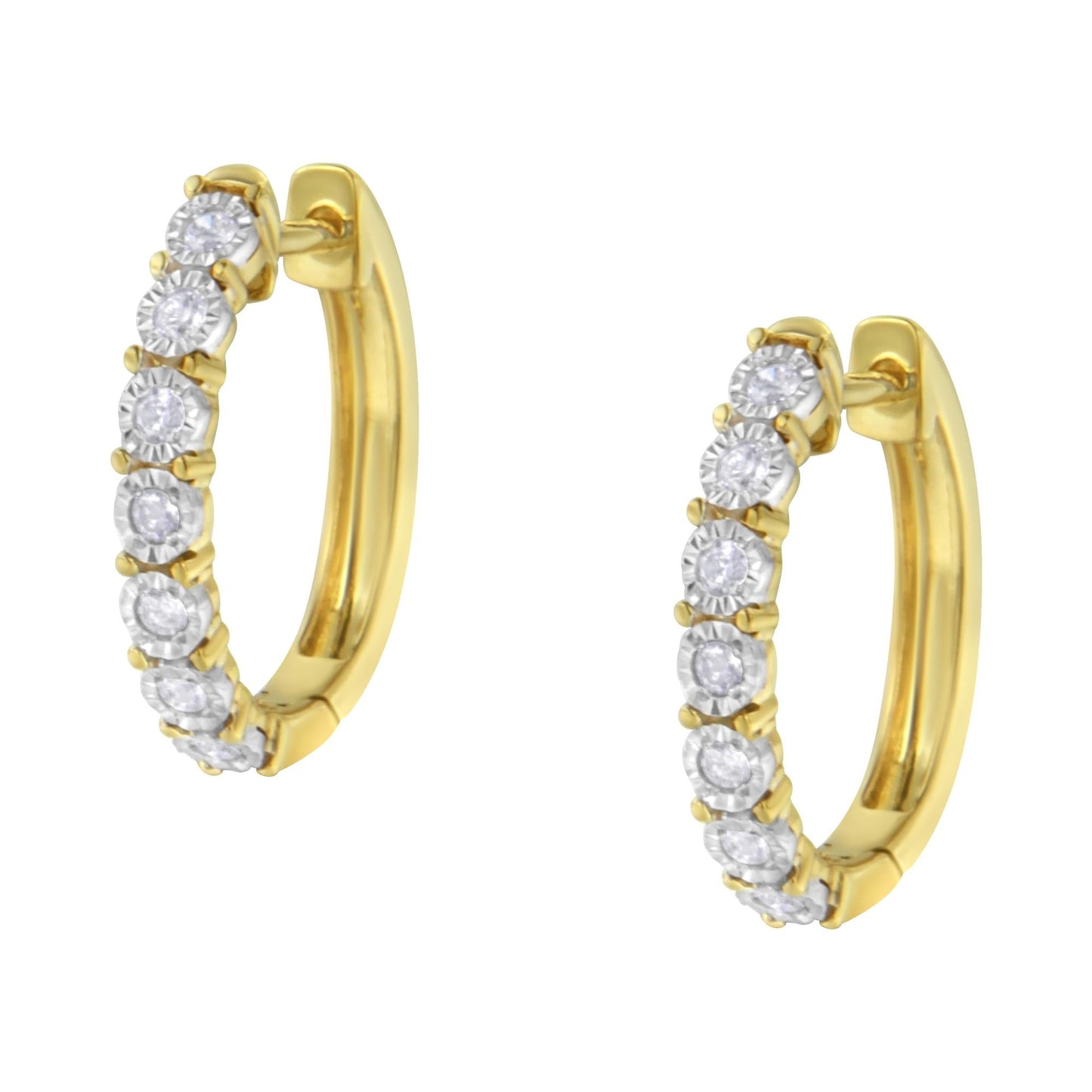 10KT Two-Toned Gold Diamond Hoop Earring (1/4 cttw, J-K Color, I2-I3 Clarity)