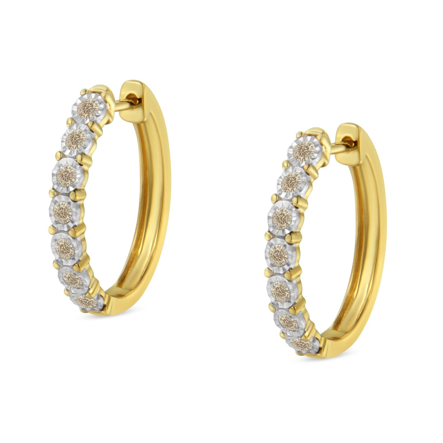 10KT Two-Toned Gold Diamond Hoop Earring (1/2 cttw, J-K Color, I2-I3 Clarity)