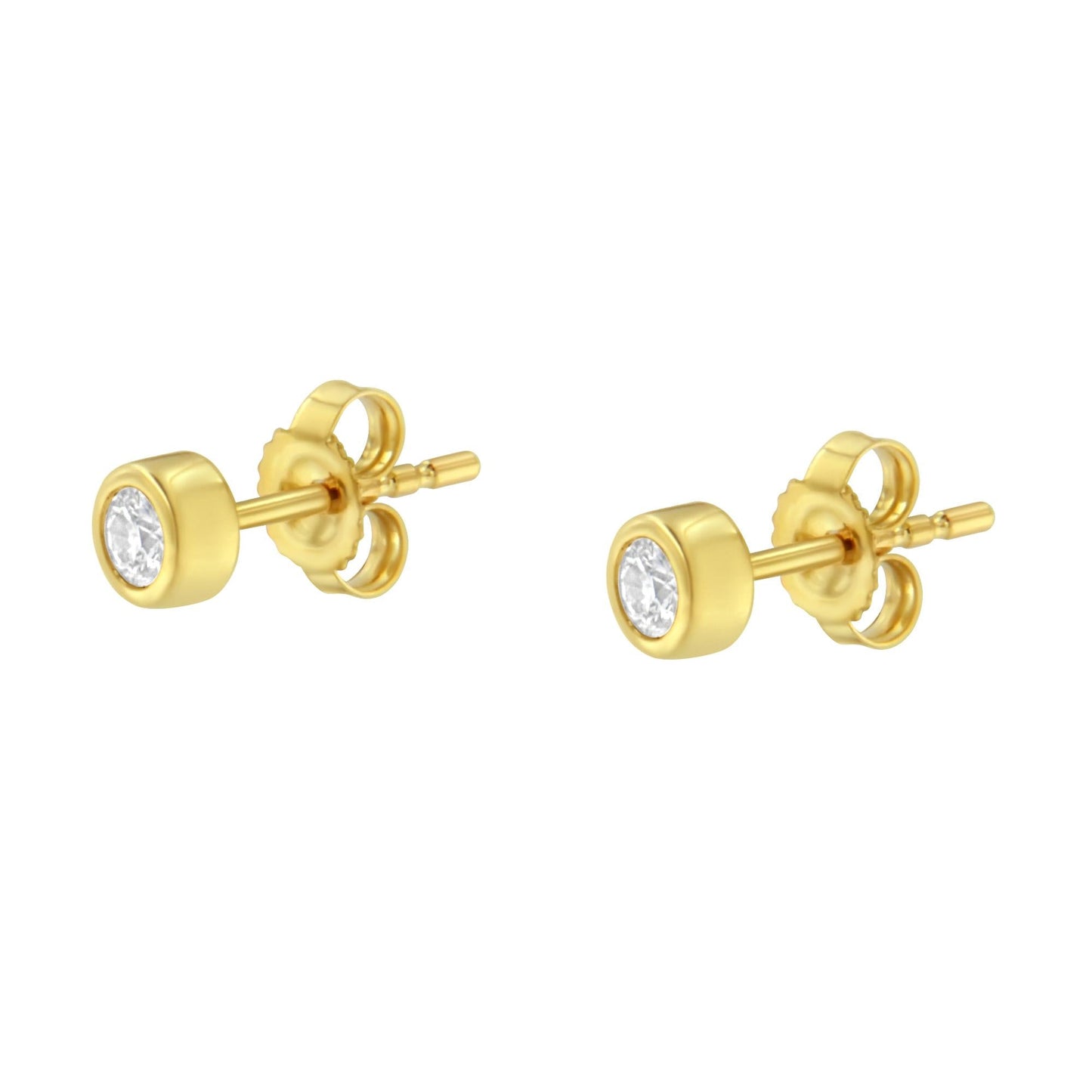 10K Gold 0.15 Cttw Round Brilliant-Cut Near Colorless Diamond Bezel-Set Stud Earrings (H-I Color, I1-I2 Clarity)