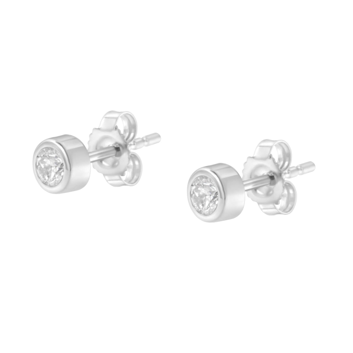 10K Gold 1/5 Cttw Round Brilliant-Cut Near Colorless Diamond Bezel-Set Stud Earrings (H-I Color, I1-I2 Clarity)