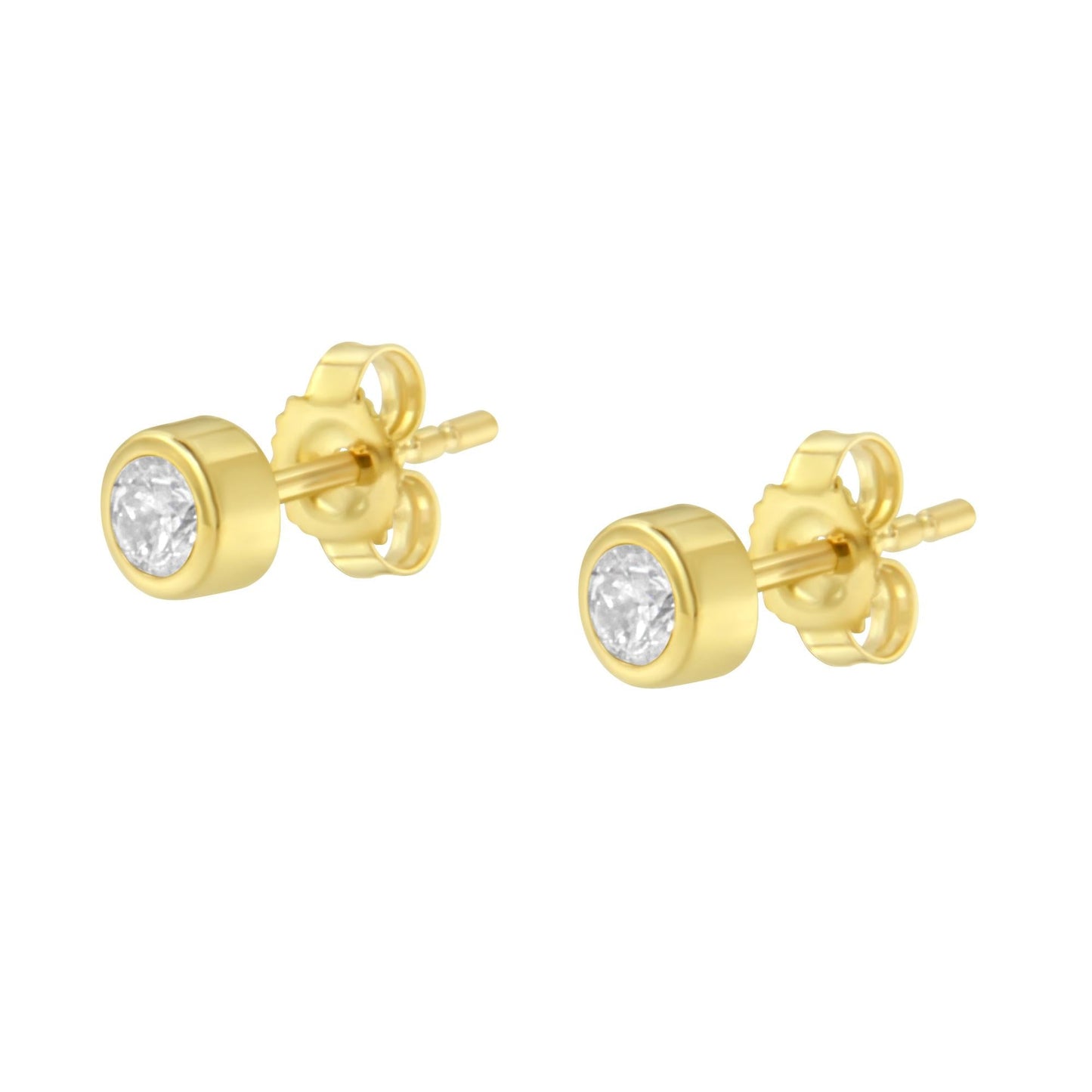 10K Gold 1/5 Cttw Round Brilliant-Cut Near Colorless Diamond Bezel-Set Stud Earrings (H-I Color, I1-I2 Clarity)