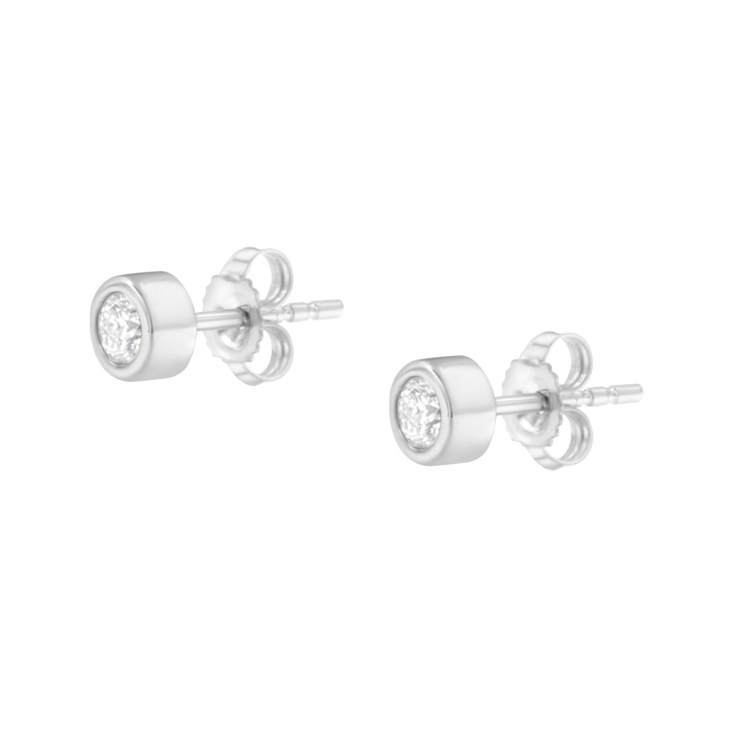 10K Gold 1/4 Cttw Round Brilliant-Cut Near Colorless Diamond Bezel-Set Stud Earrings (H-I Color, I1-I2 Clarity)