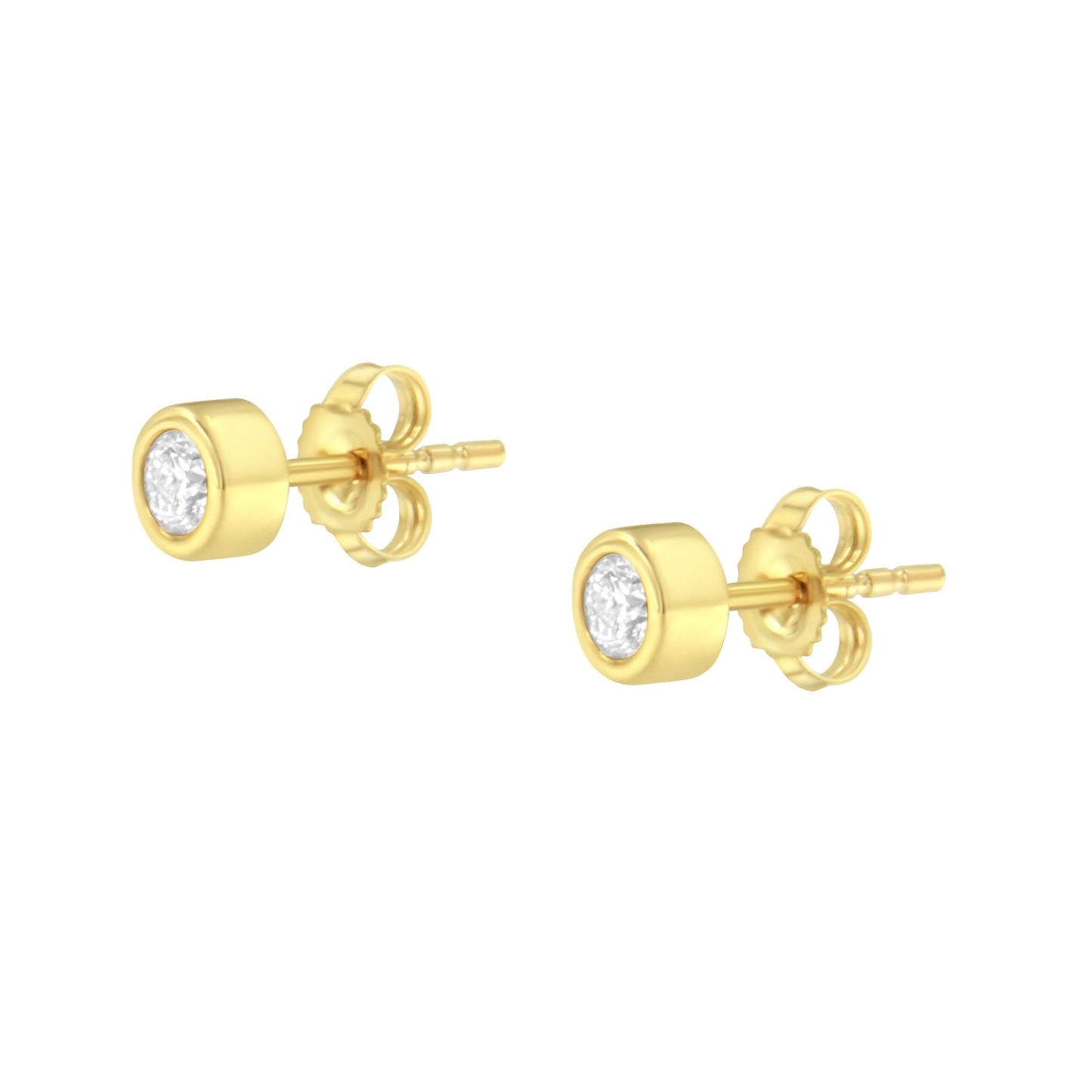 10K Gold 1/4 Cttw Round Brilliant-Cut Near Colorless Diamond Bezel-Set Stud Earrings (H-I Color, I1-I2 Clarity)