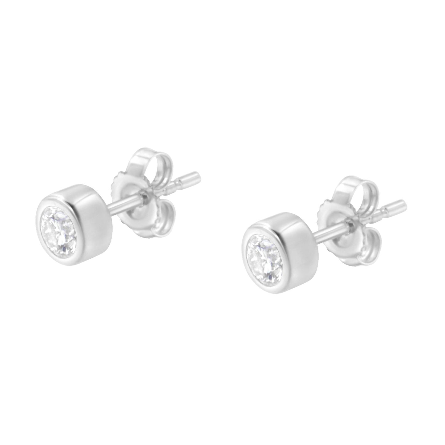 10K Gold 0.30 Cttw Round Brilliant-Cut Near Colorless Diamond Bezel-Set Stud Earrings (H-I Color, I1-I2 Clarity)