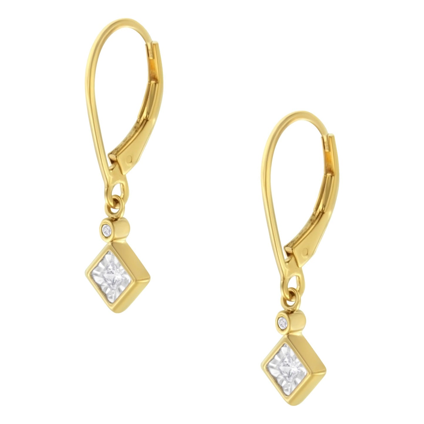 2 Micron 14K Yellow Gold Plating Diamond Dangle Earrings ( 1/3 cttw, J-K Color, I1-I2 Clarity)