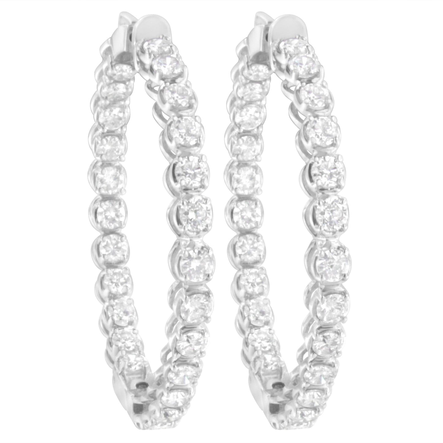 .925 Sterling Silver 7.0 Cttw Diamond 1-¾ Inside Out Hinged Leverback Hoop Earrings (I-J Color, I1-I2 Clarity)