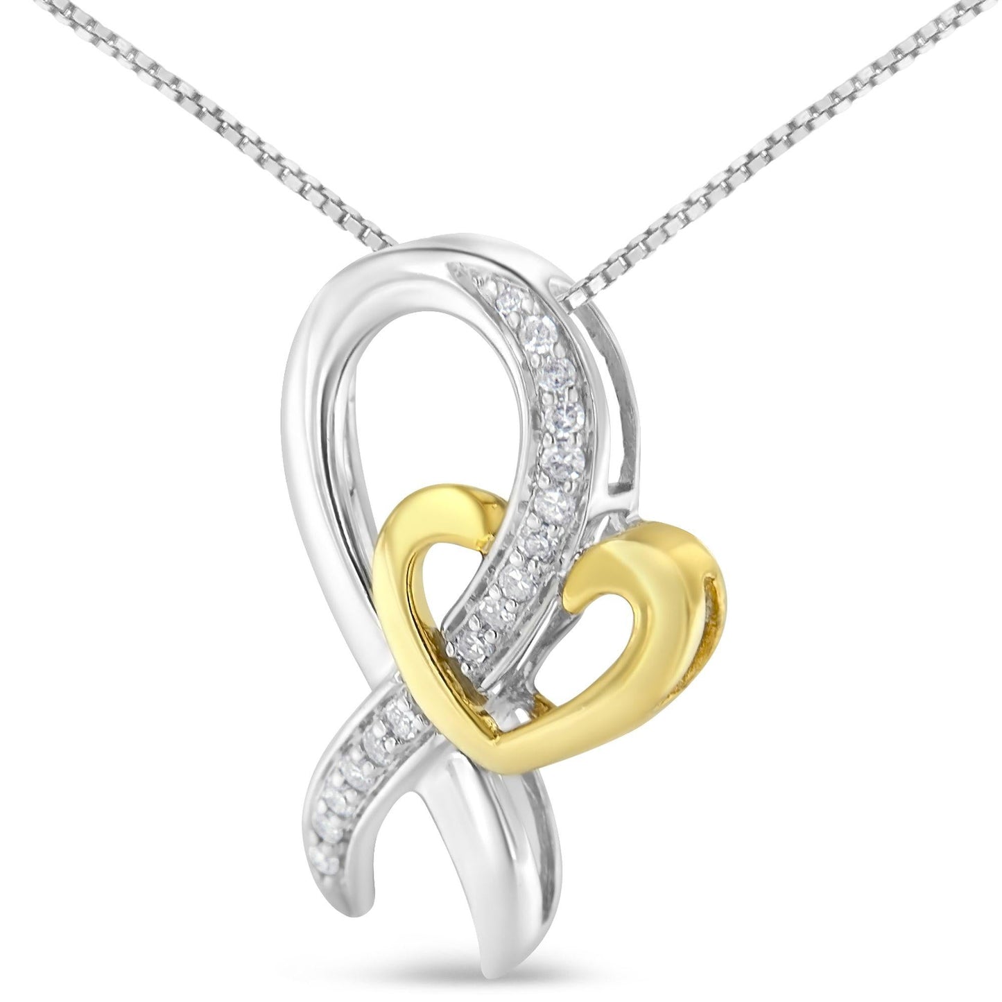 Two-Tone .925 Sterling Silver 1/6 cttw Round Cut Diamond Ties of Love Pendant Necklace (H-I, I1-I2)