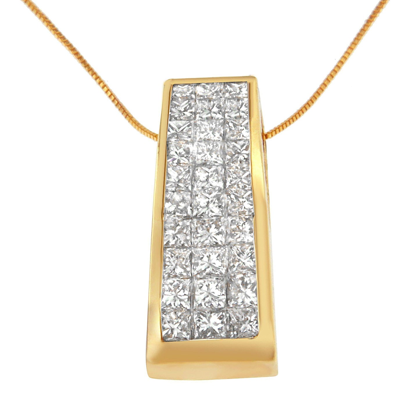 14K Yellow Gold Princess-Cut Diamond Pillar Pendant Necklace (1 5/8 cttw, H-I Color, SI1-SI2 Clarity)