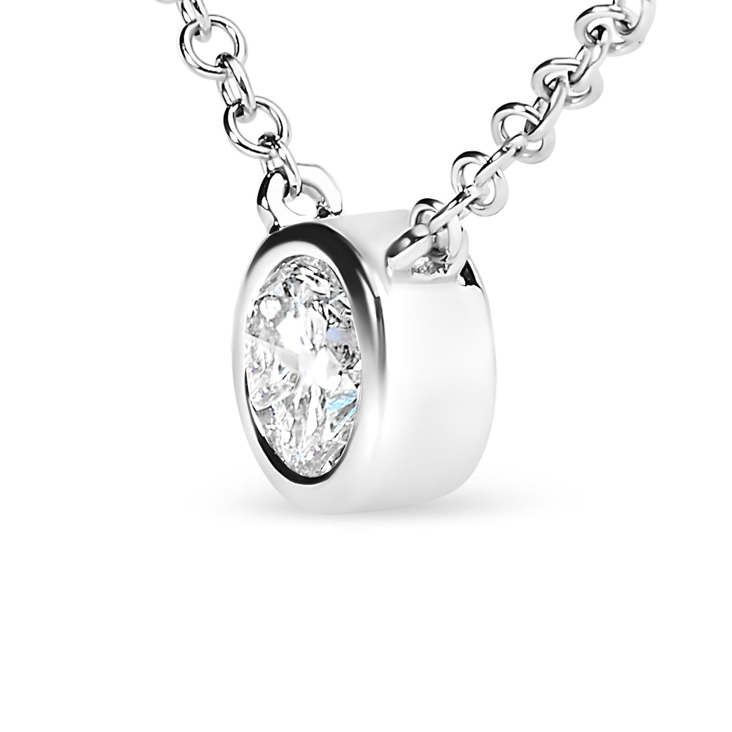 Sterling Silver Bezel-Set Diamond Solitaire Pendant Necklace (1/3 cttw, H-I Color, I1-I2 Clarity)