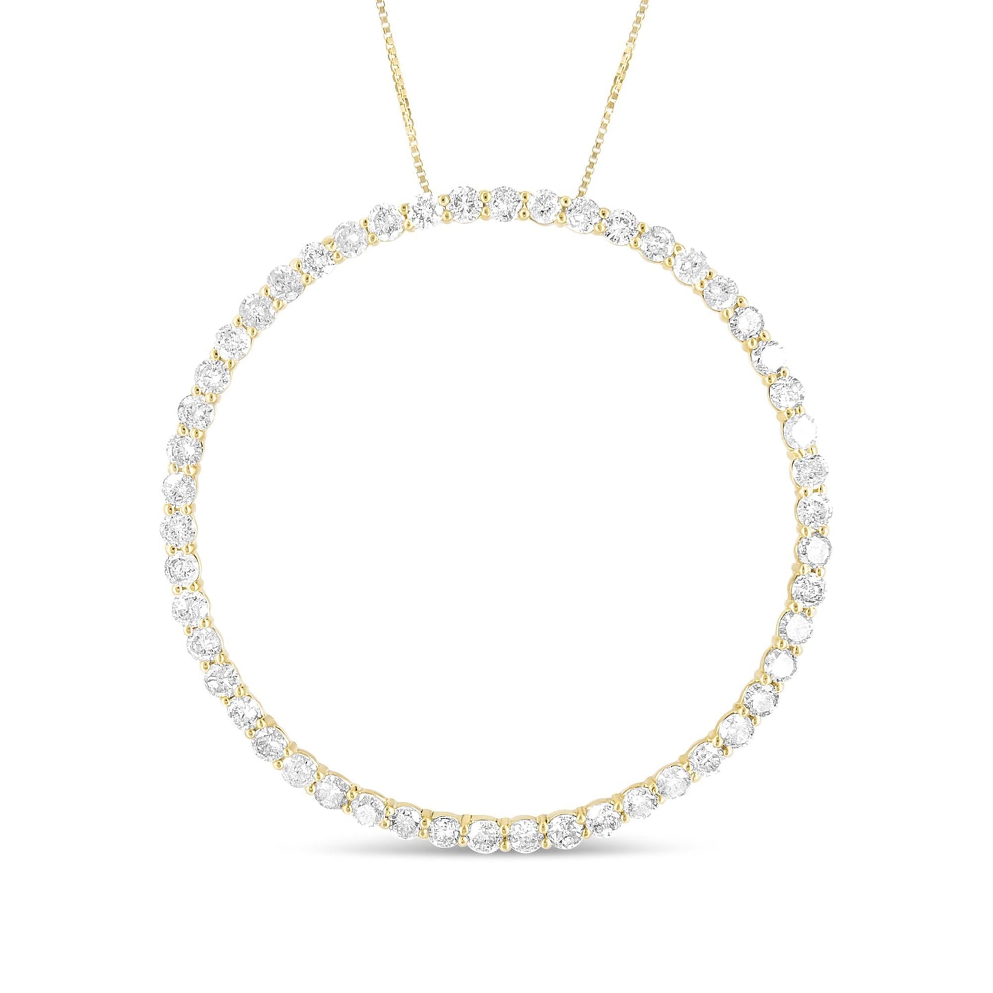 10K Yellow Gold Plated .925 Sterling Silver 4 Cttw Diamond Circle Hoop 18" Pendant Necklace (J-K Color, I1-I2 Clarity)