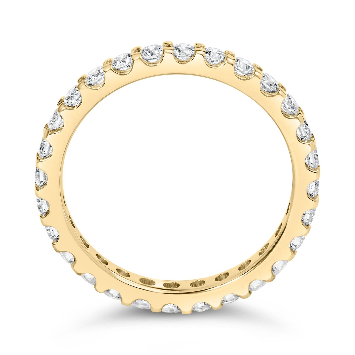 14K Yellow Gold Shared Prong Set Round Diamond Eternity Band Ring (G-H Color, SI1-SI2 Clarity)