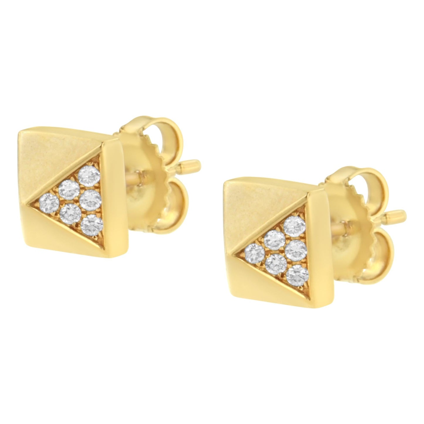 14K Yellow Gold 1/4 Cttw Diamond Pyramid Stud Earring (G-H Color, SI1-SI2 Clarity)