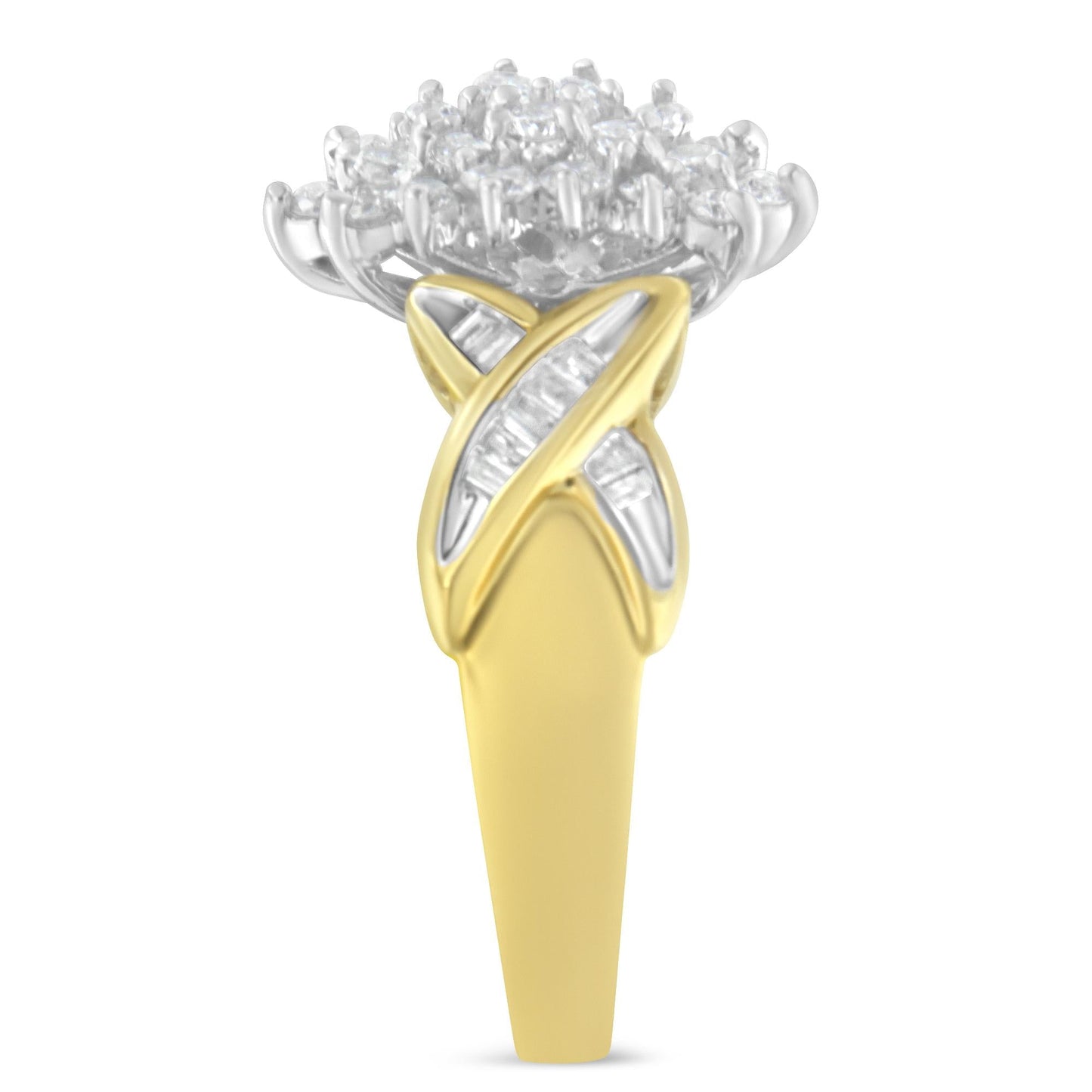 10K Yellow Gold Round And Baguette-Cut Diamond Ring (1/2 Cttw, H-I Color, I1-I2 Clarity)