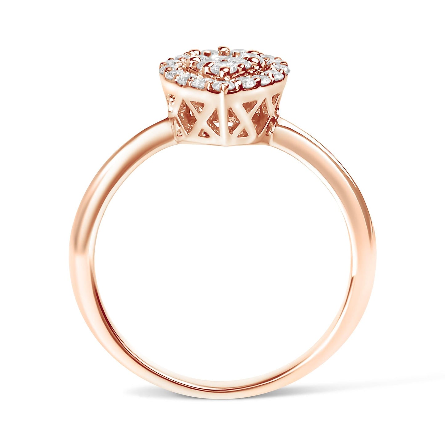 10K Rose Gold 3/8 Cttw Composite Diamond Pear Shaped Halo Promise Ring (I-J Color, I2-I3 Clarity)