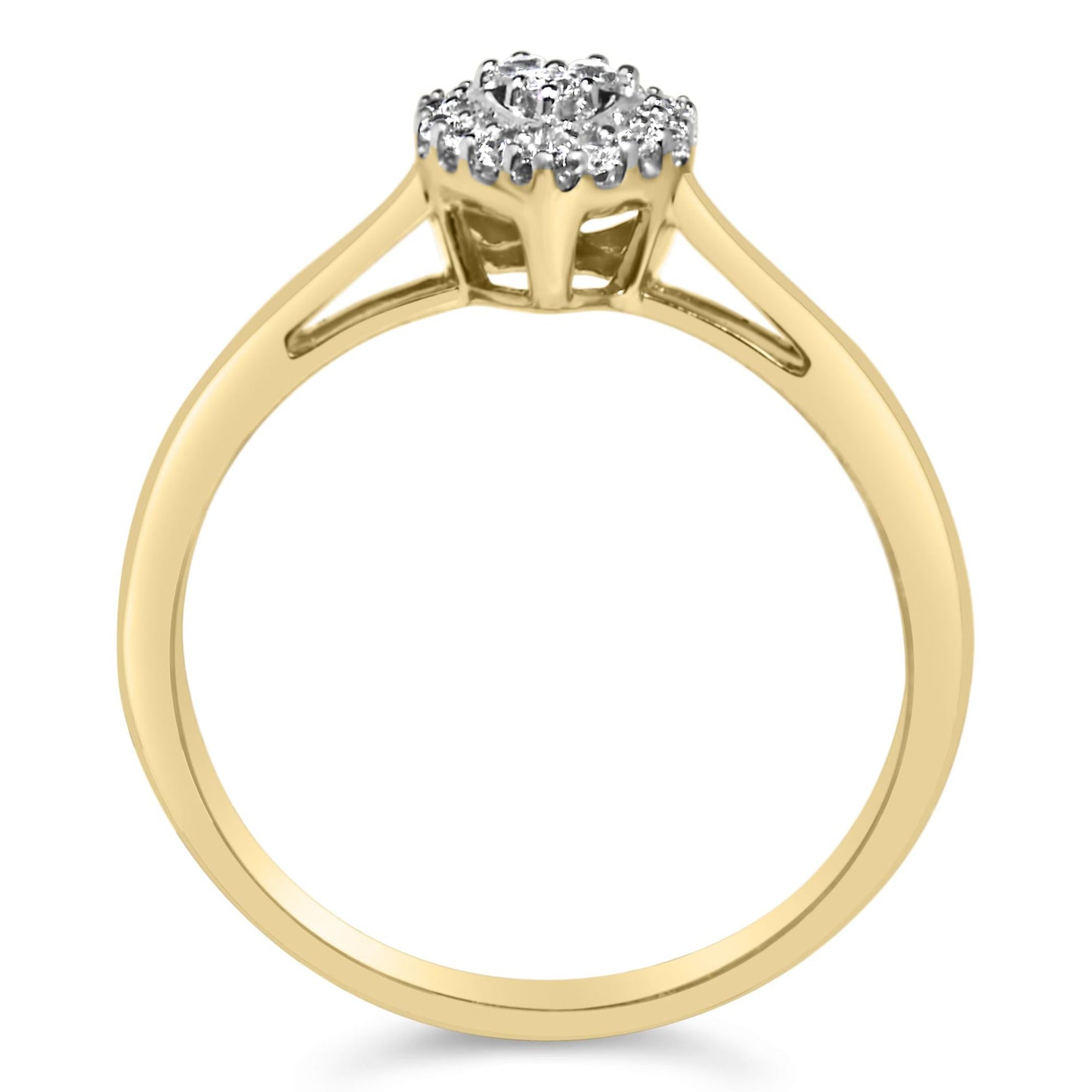 14K Yellow Gold Plated .925 Sterling Silver 1/10 Cttw Round-Cut Diamond Heart Engagement Ring (I-J Color, I3 Clarity)