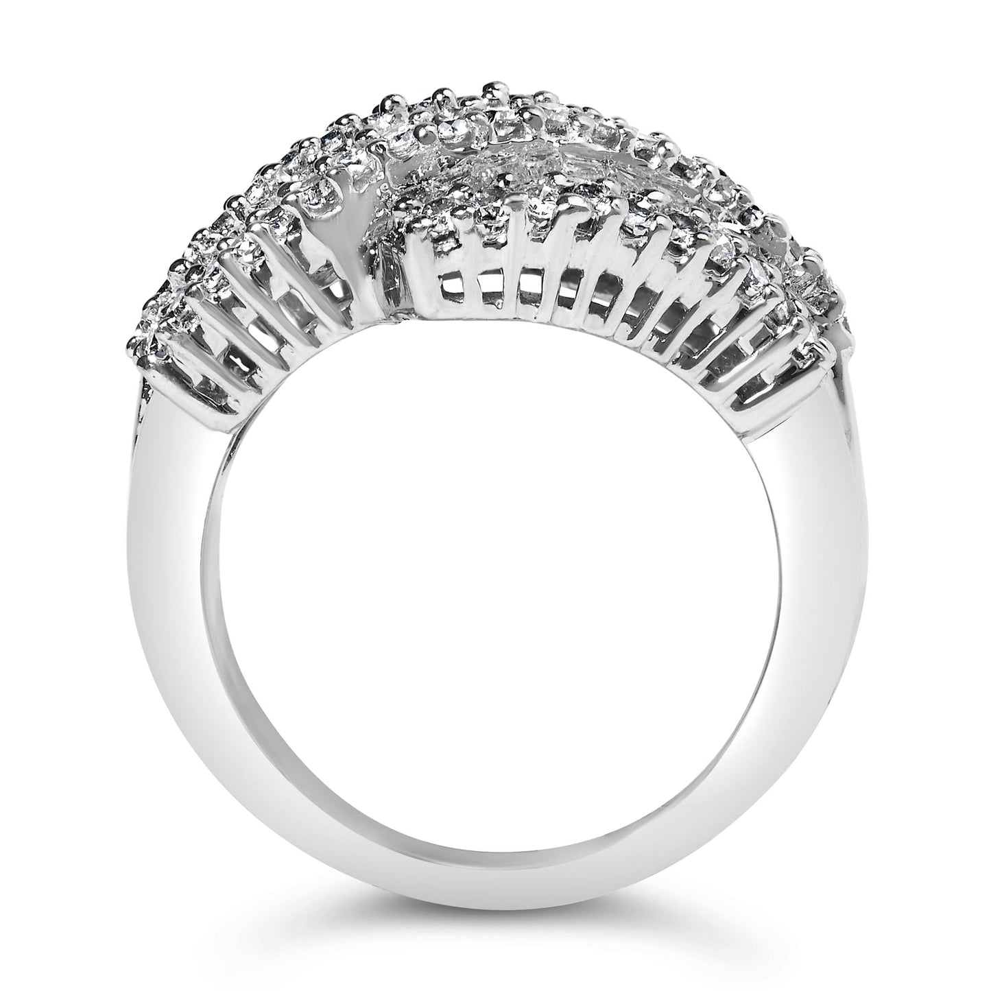 14K White Gold Diamond Cocktail Ring Band (1 3/4 Cttw, H-I Color, SI2-I1 Clarity)