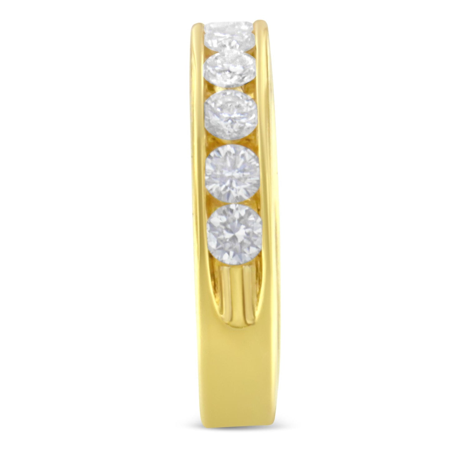 18K Yellow Gold Round Cut Diamond Band Ring (1 Cttw, H-I Color, SI2-I1 Clarity)