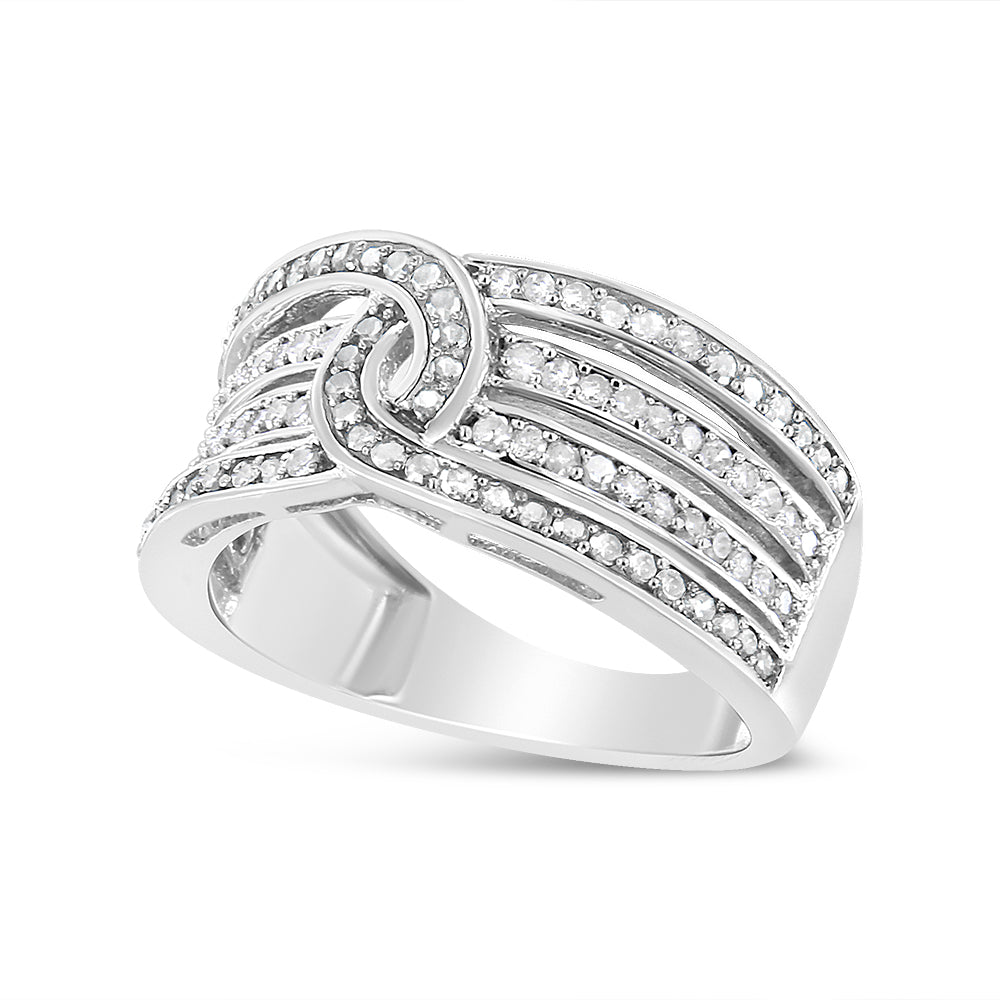 .925 Sterling Silver 1/2 Cttw Diamond Multi-Row Bypass Band Ring (I-J Color, I3 Clarity)