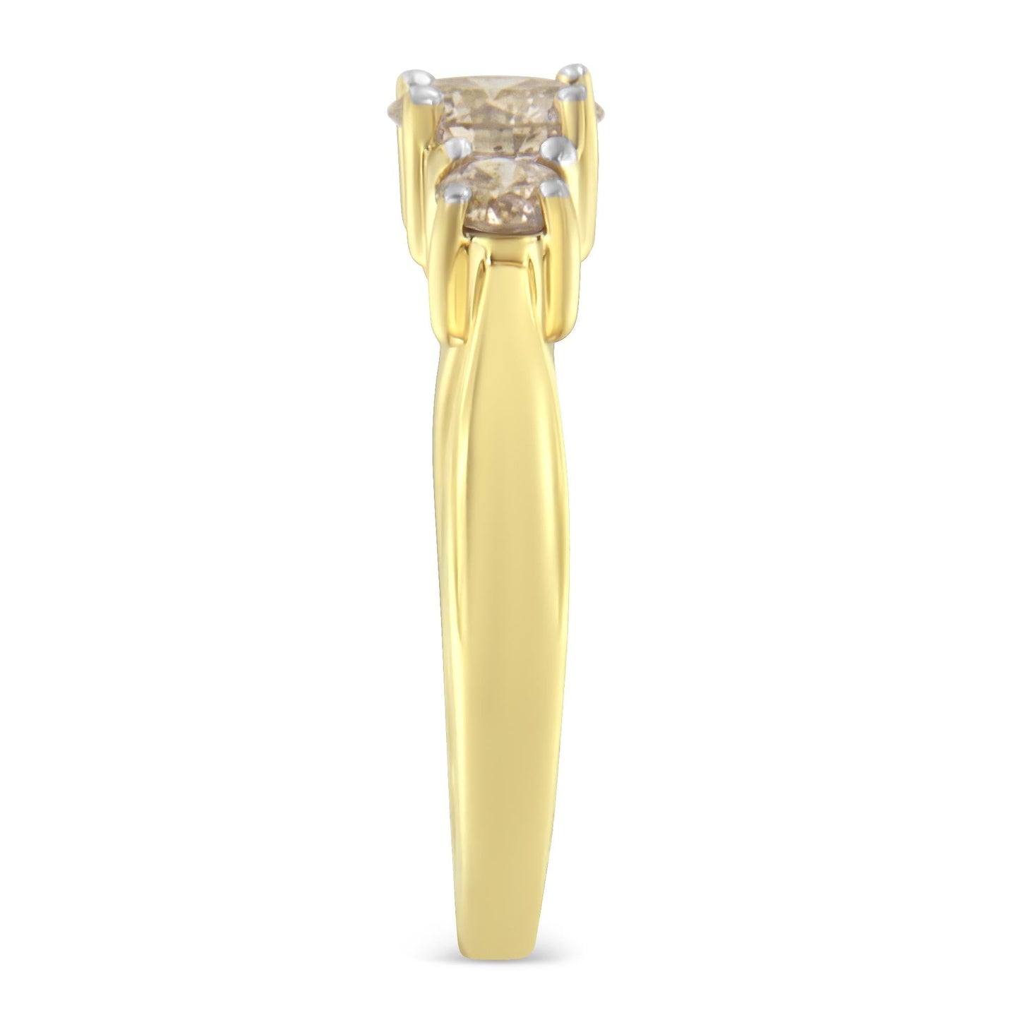 10K Yellow Gold Three Stone Diamond Band Ring (1.00 cttw, J-K Color, I2-I3 Clarity)