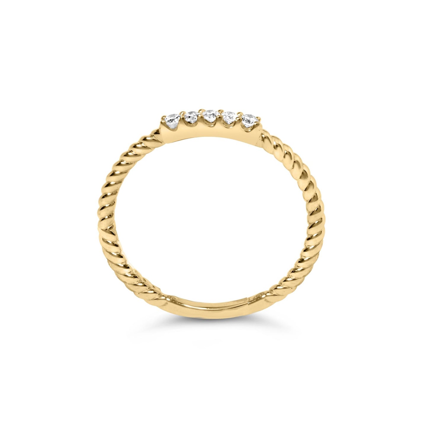 10K Yellow Gold 1/10 Cttw Diamond 5 Stone Braided Shank Band Ring (I-J Color, I2-I3 Clarity)