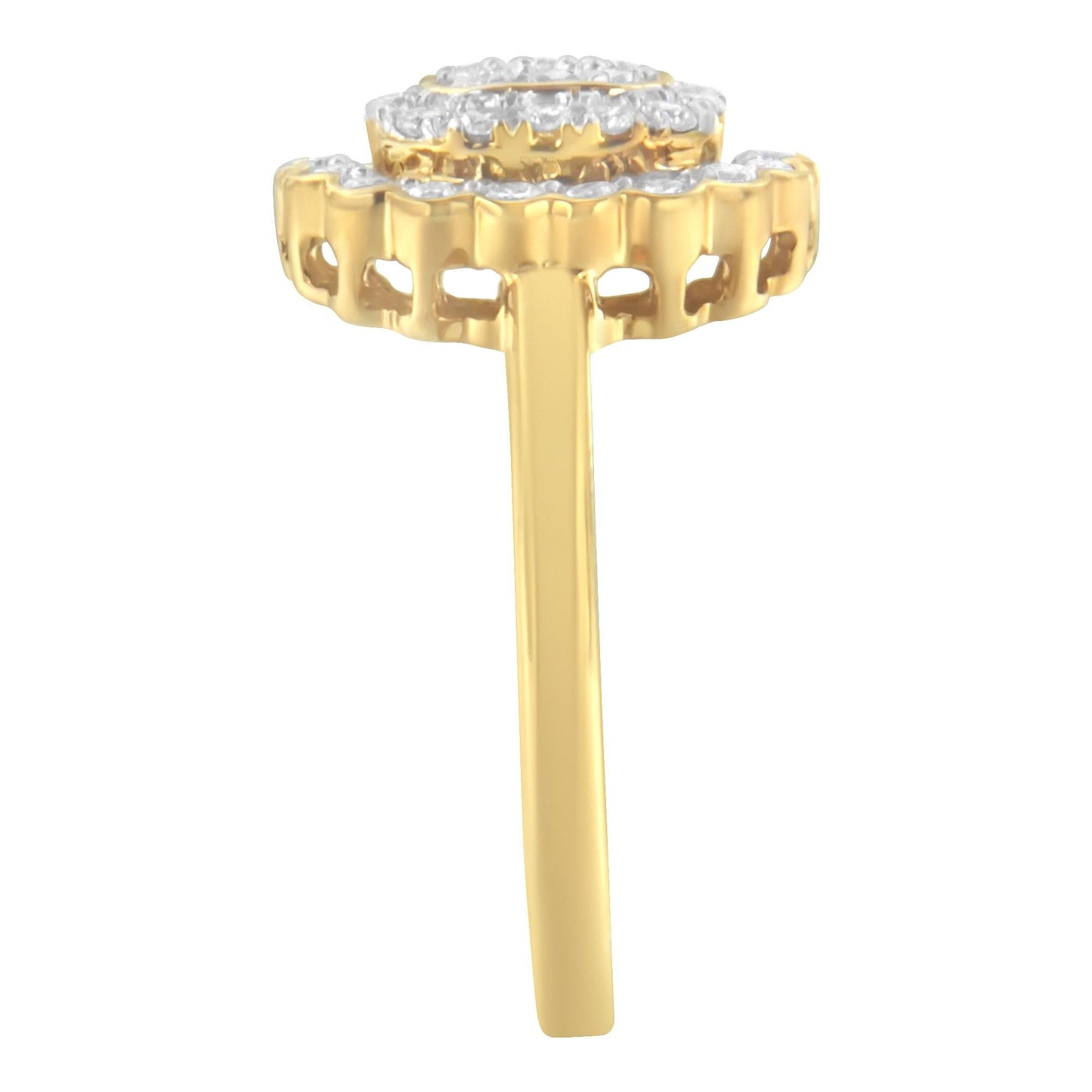 10K Yellow Gold Plated .925 Sterling Silver Diamond Cocktail Ring (3/4 Cttw, J-K Color, I2-I3 Clarity)