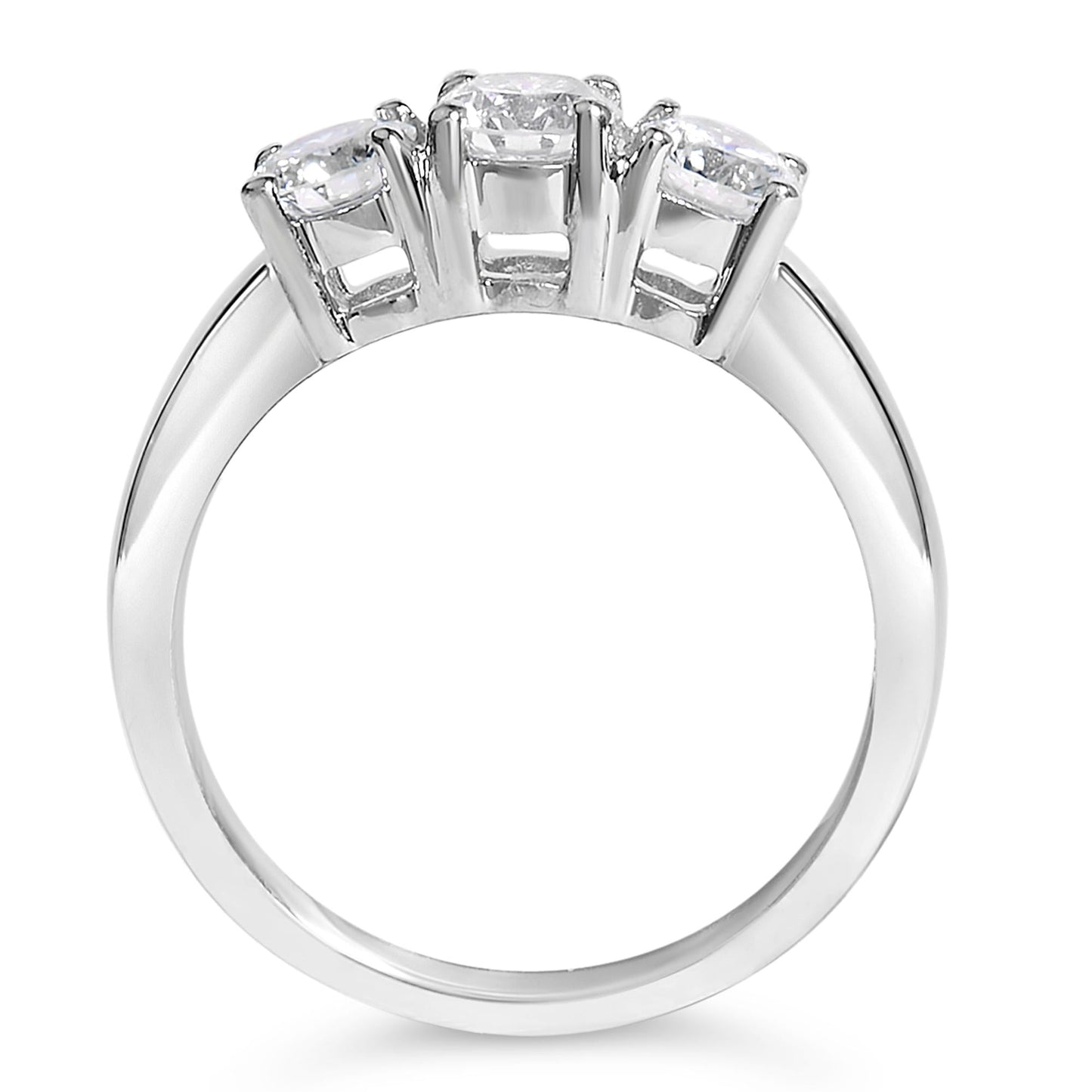 14K White Gold 1.0 Cttw Round Lab Grown Diamond 3 Stone Ring (F-G Color, VS1-VS2 Clarity)