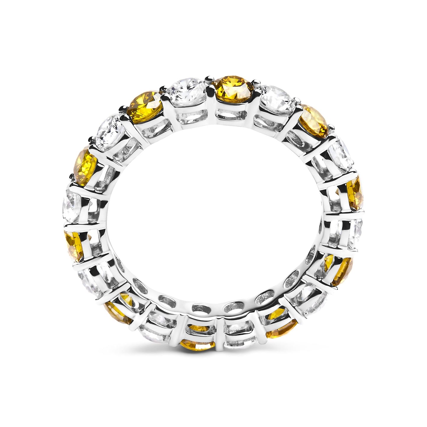 14K White Gold 3.00 Cttw Alternating White and Yellow Lab-Grown Diamond Eternity Band Ring (F-G Color, VS1-VS2 Clarity)