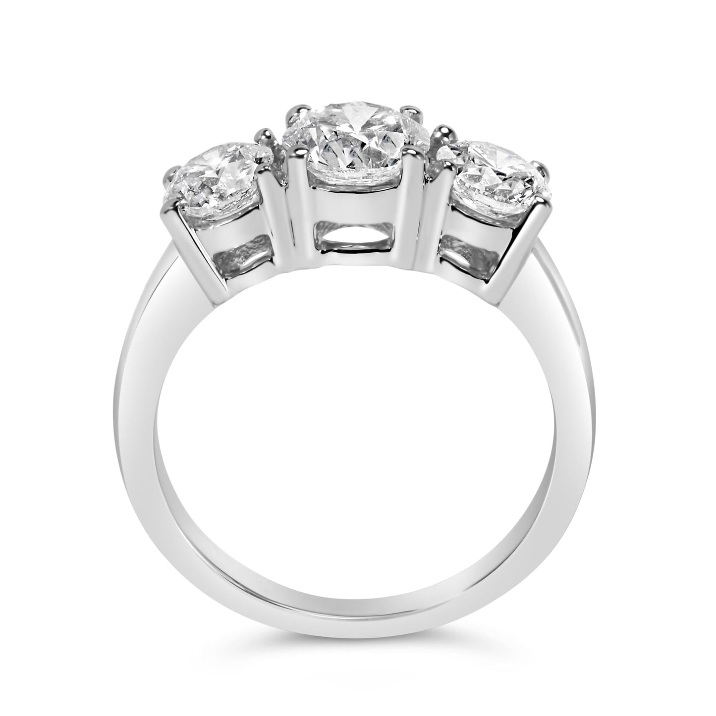 14K White Gold 2.00 Cttw Lab Grown Diamond 3 Stone Ring Band (F-G Color, VS1-VS2 Clarity)