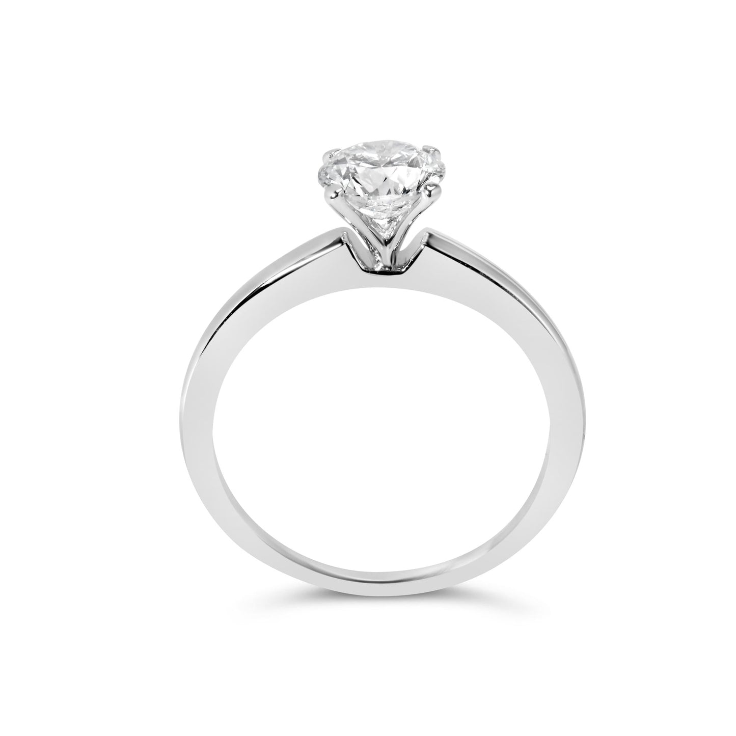 14K White Gold 1.0 Cttw Round Lab Grown Diamond 4 Prong Solitaire Engagement Ring (F-G Color, VS2-SI1 Clarity)