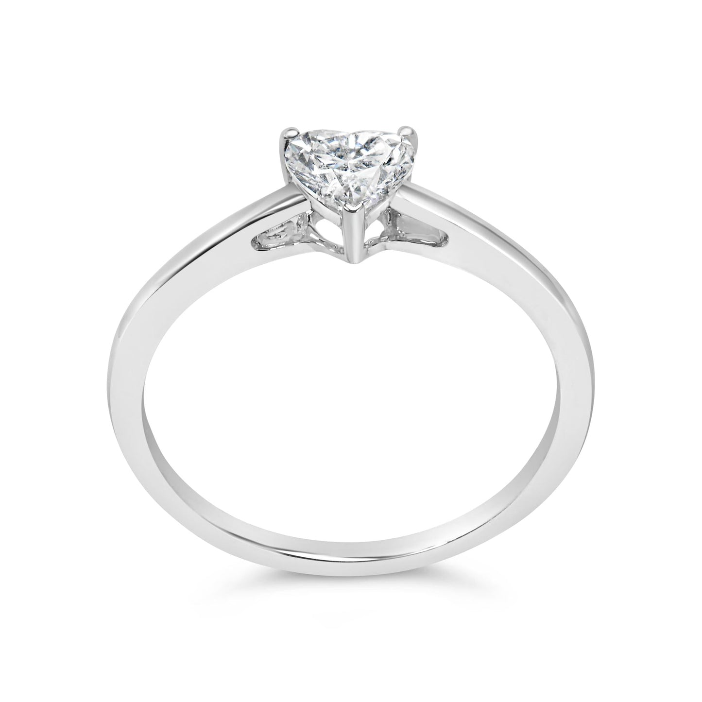 14K White Gold 1/2 Cttw Heart Cut Lab Grown Diamond Solitaire Engagement Ring (F-G Color, VS1-VS2 Clarity) - Size 7