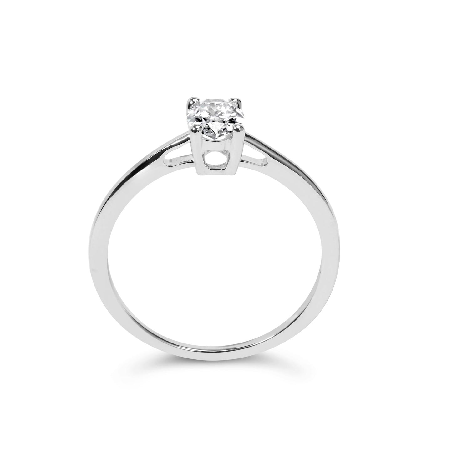 14K White Gold 1/2 Cttw Oval Lab Grown Diamond 4 Prong Solitaire Engagement Ring (F-G Color, VS2-SI1 Clarity)