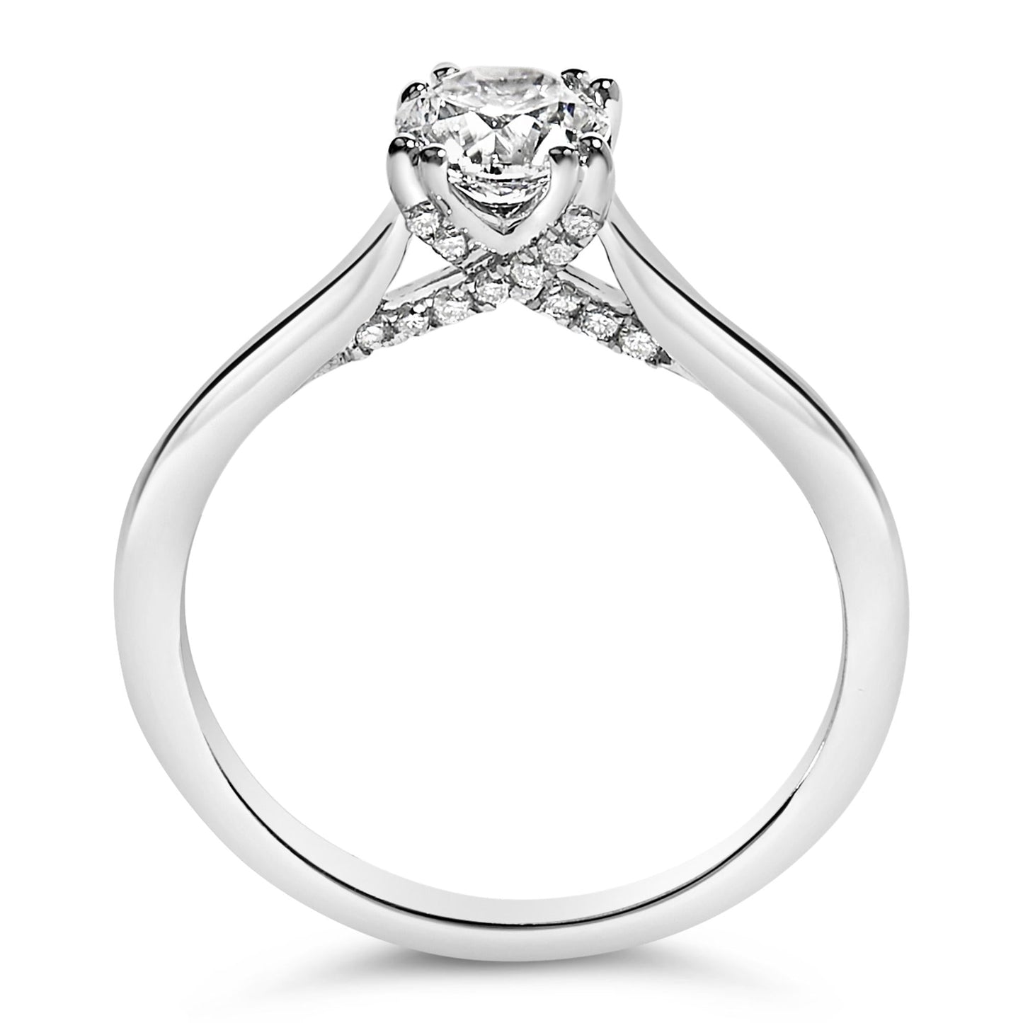 14K White Gold 7/8 Cttw Lab Grown Diamond Solitaire Cathedral Style Engagement Ring (F-G Color, VS1-VS2 Clarity)