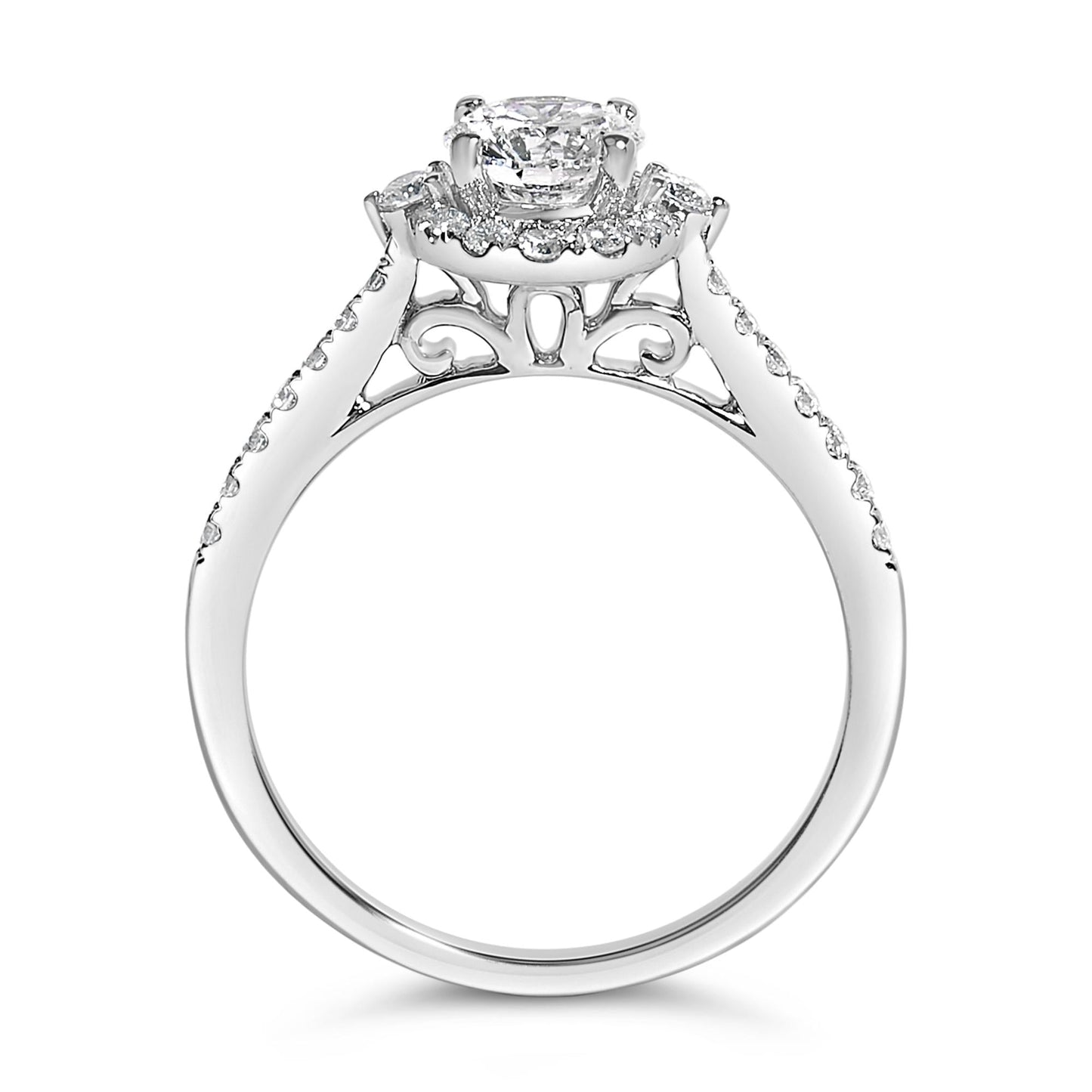 14K White Gold 1.00 Cttw Lab-Grown Diamond Oval Shaped Halo Engagement Ring (F-G Color, VS1-VS2 Clarity)