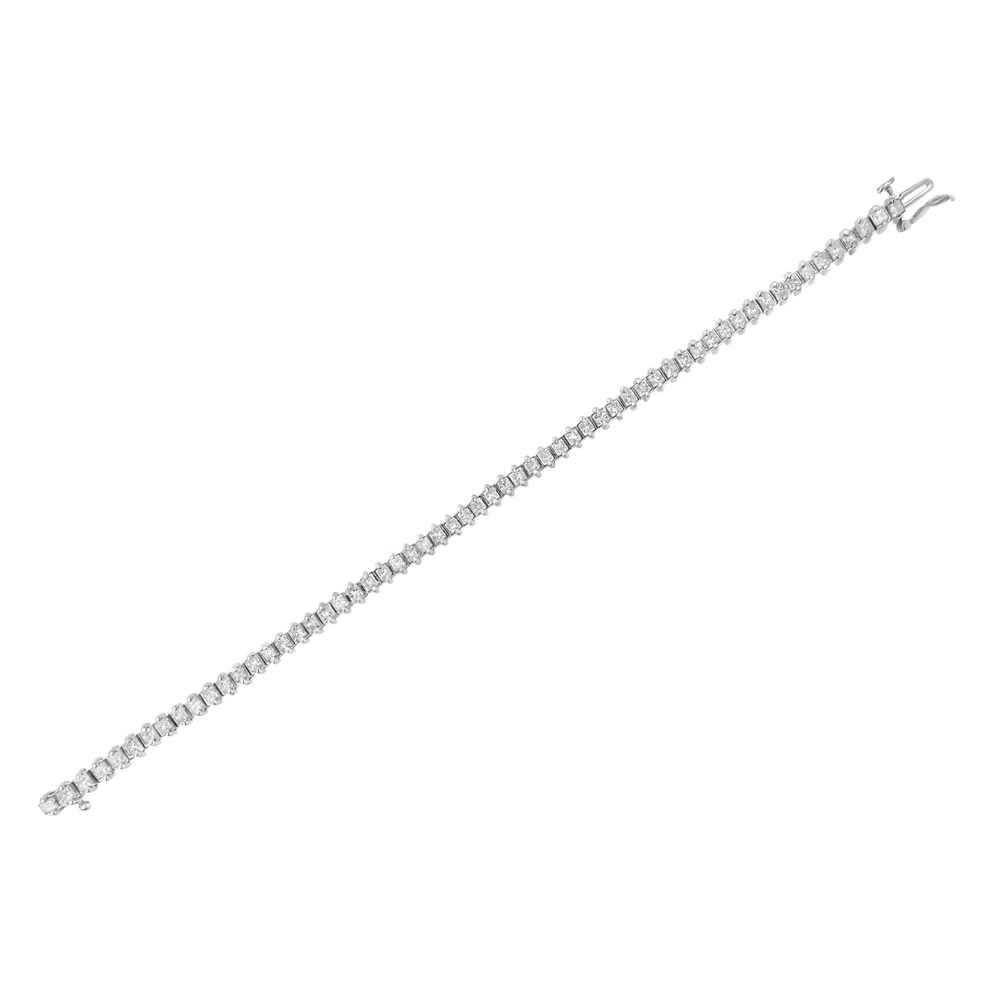 14K White Gold 5.0 Cttw Clarity Enhanced 2 Prong Set Princess-Cut Diamond Tennis Bracelet (H-I Color, I1-I2 Clarity)