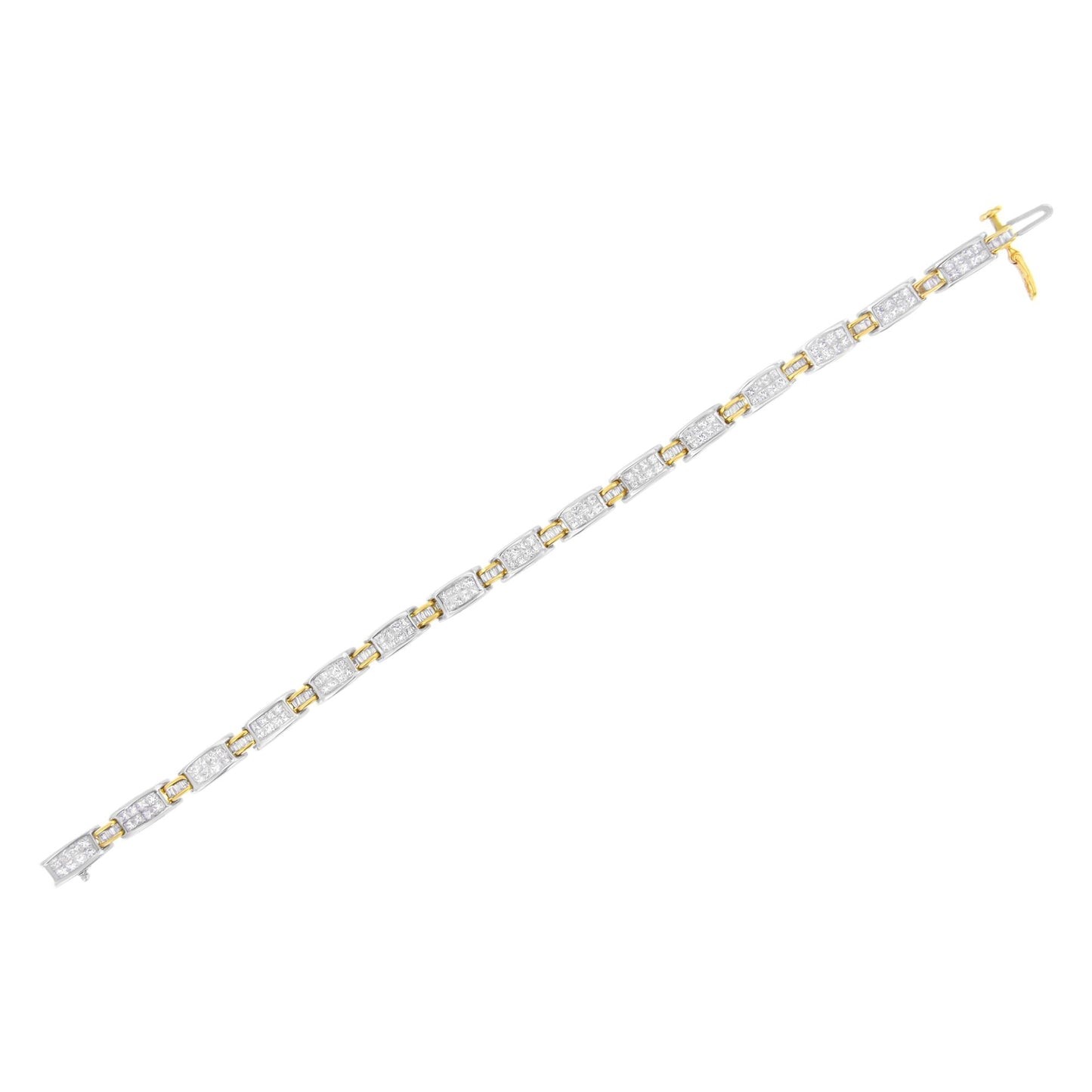 14K Two-Tone Gold Princess and Baguette-Cut Diamond Link Bracelet (3.00 cttw, H-I Color, SI1-SI2 Clarity)