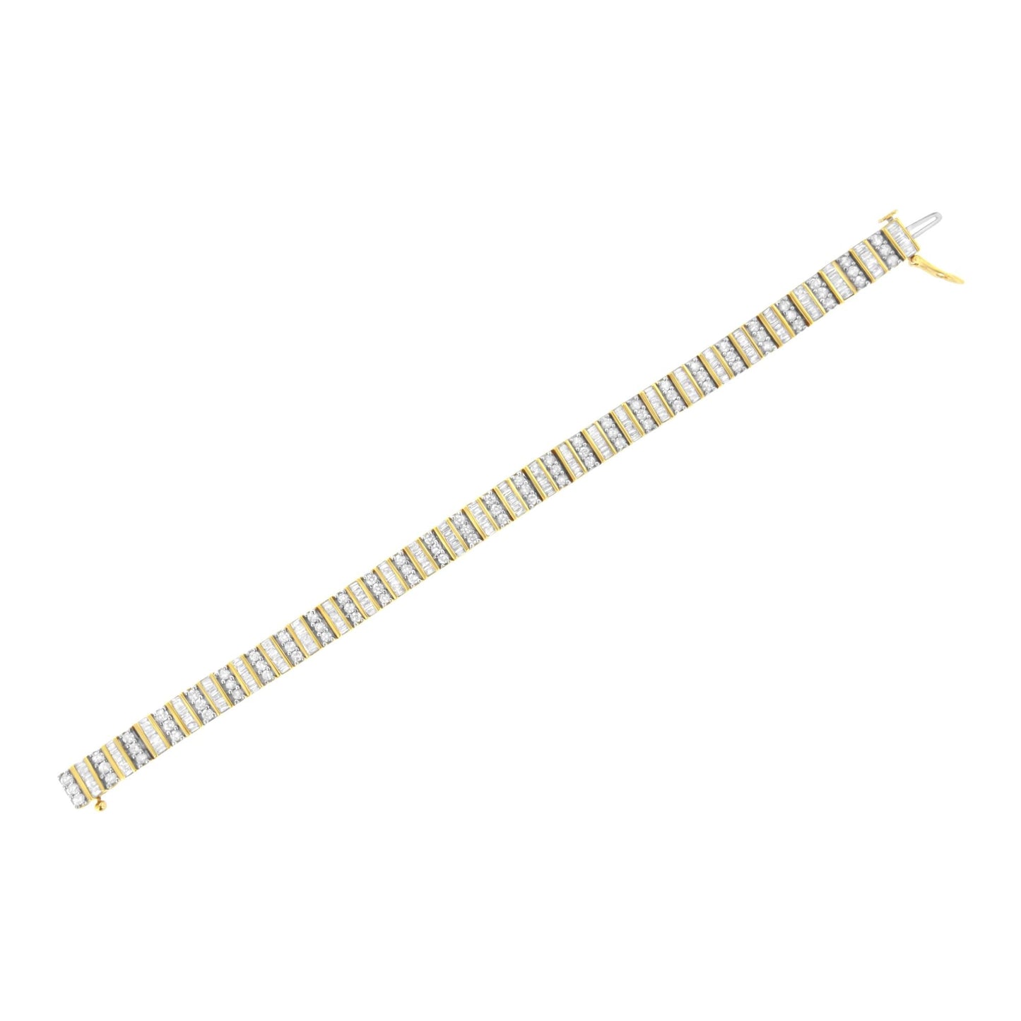 14K Yellow Gold Round and Baguette-Cut Diamond Bracelet (5.50 cttw, H-I Color, I1-I2 Clarity)