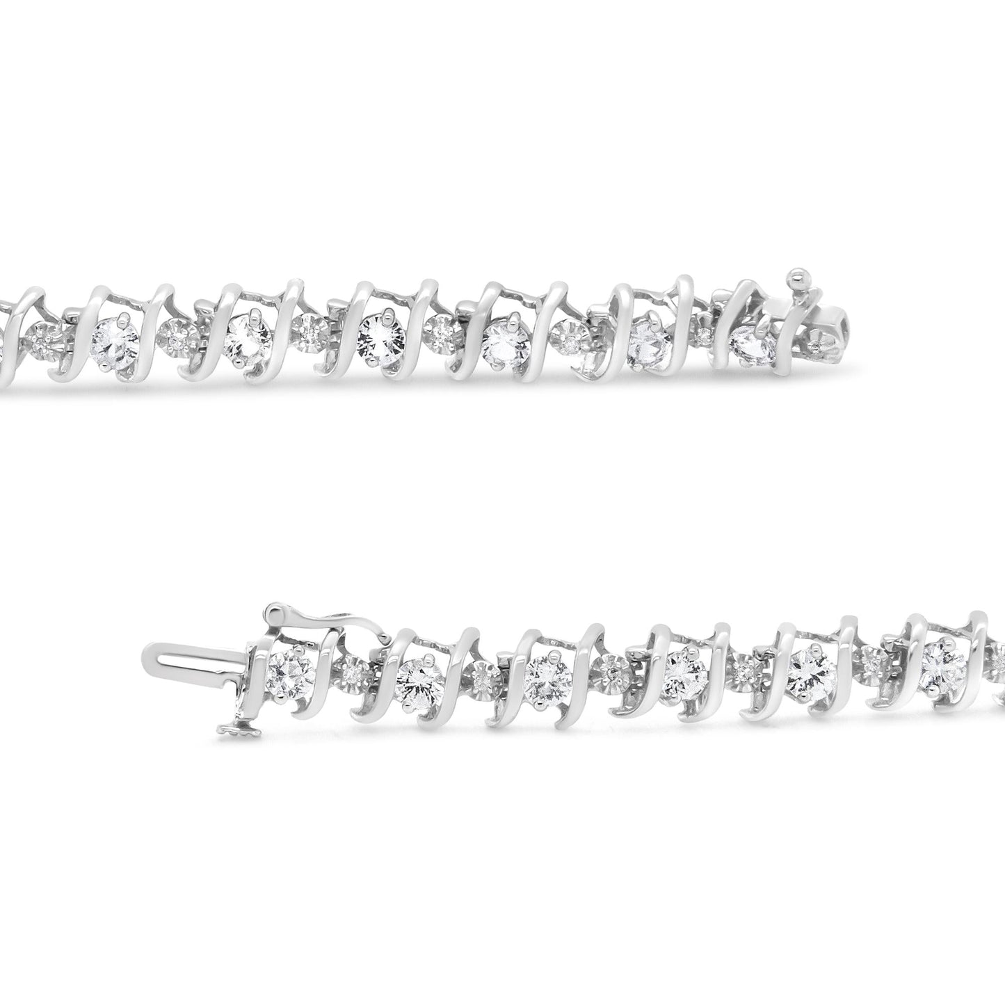 .925 Sterling Silver Lab-Grown Birthstone and 1/6 Cttw Round Diamond Tennis Bracelet (H-I Color, I1-I2 Clarity)