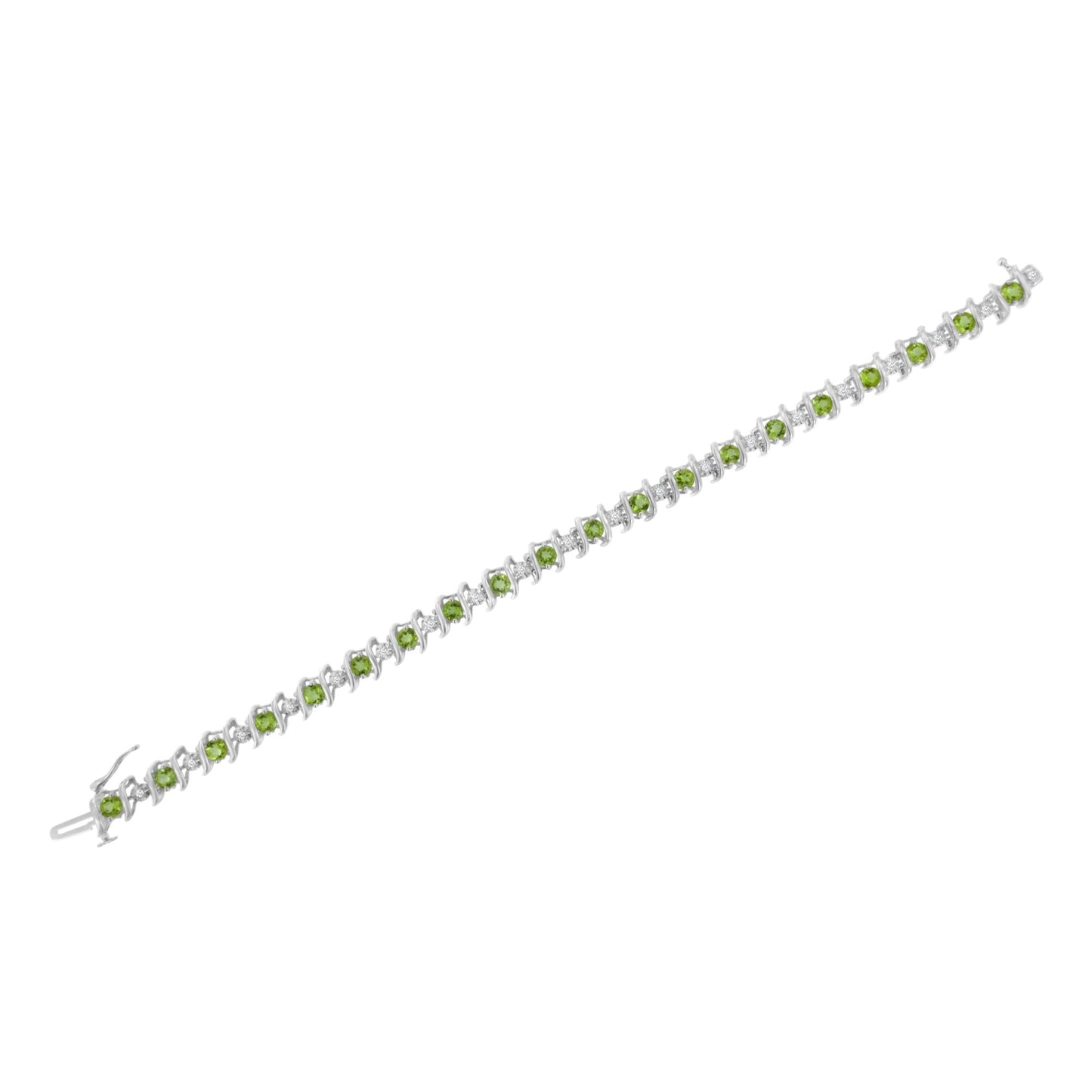 .925 Sterling Silver Lab-Grown Birthstone and 1/6 Cttw Round Diamond Tennis Bracelet (H-I Color, I1-I2 Clarity)