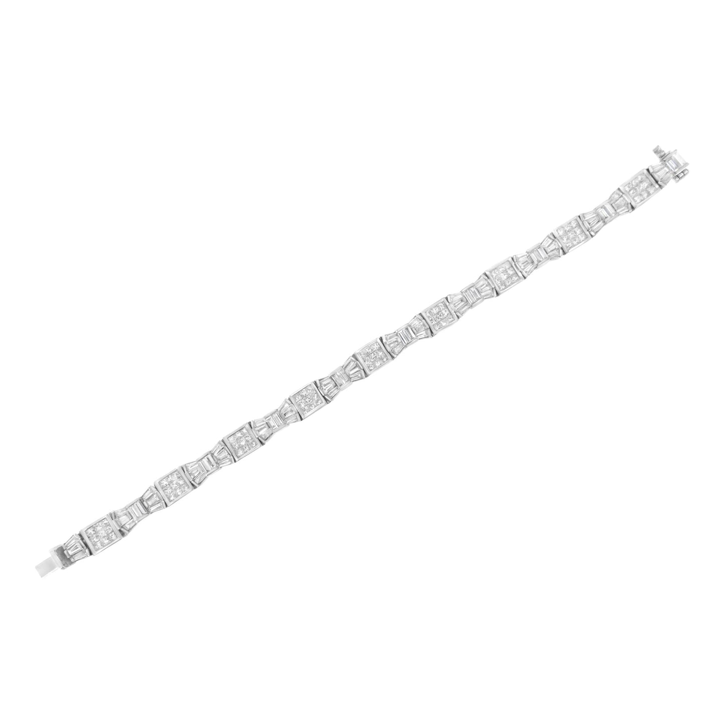 14K White Gold Princess and Baguette-Cut Diamond Mod Bow Bracelet (9.00 cttw, G-H Color, VS2-SI1 Clarity)