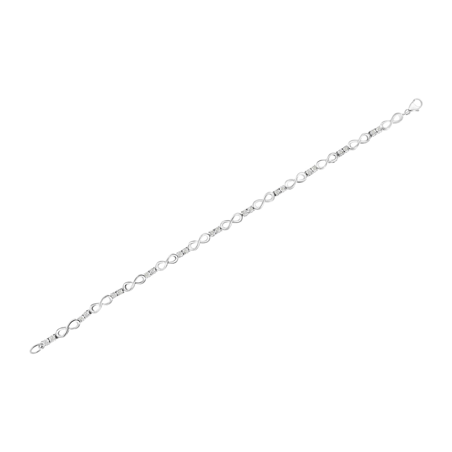 .925 Sterling Silver 1/4 cttw Miracle Set Diamond Infinity Link Bracelet (I-J Color, I3-Promo Clarity) - 7.25"