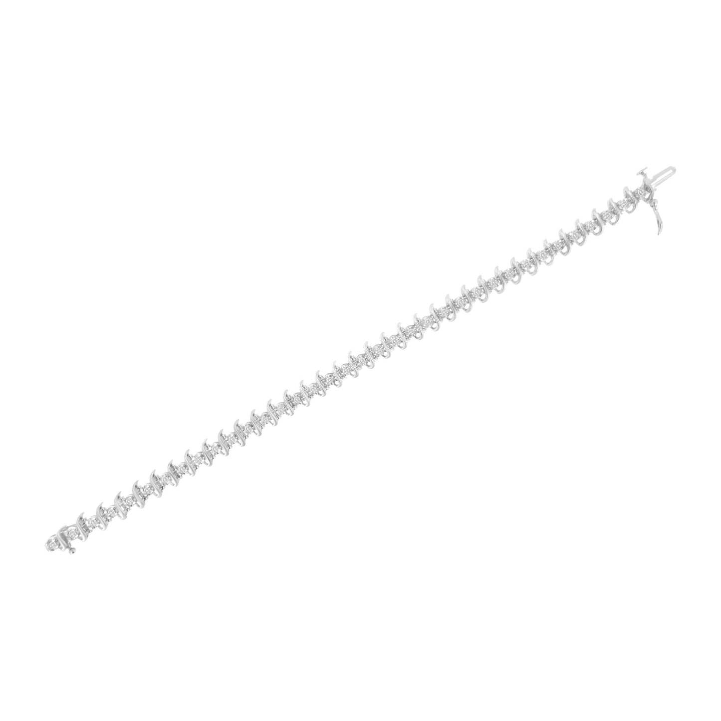 .925 Sterling Silver 1 cttw Prong-Set Diamond Link Bracelet (I-J, I1-I2) - 7.25"