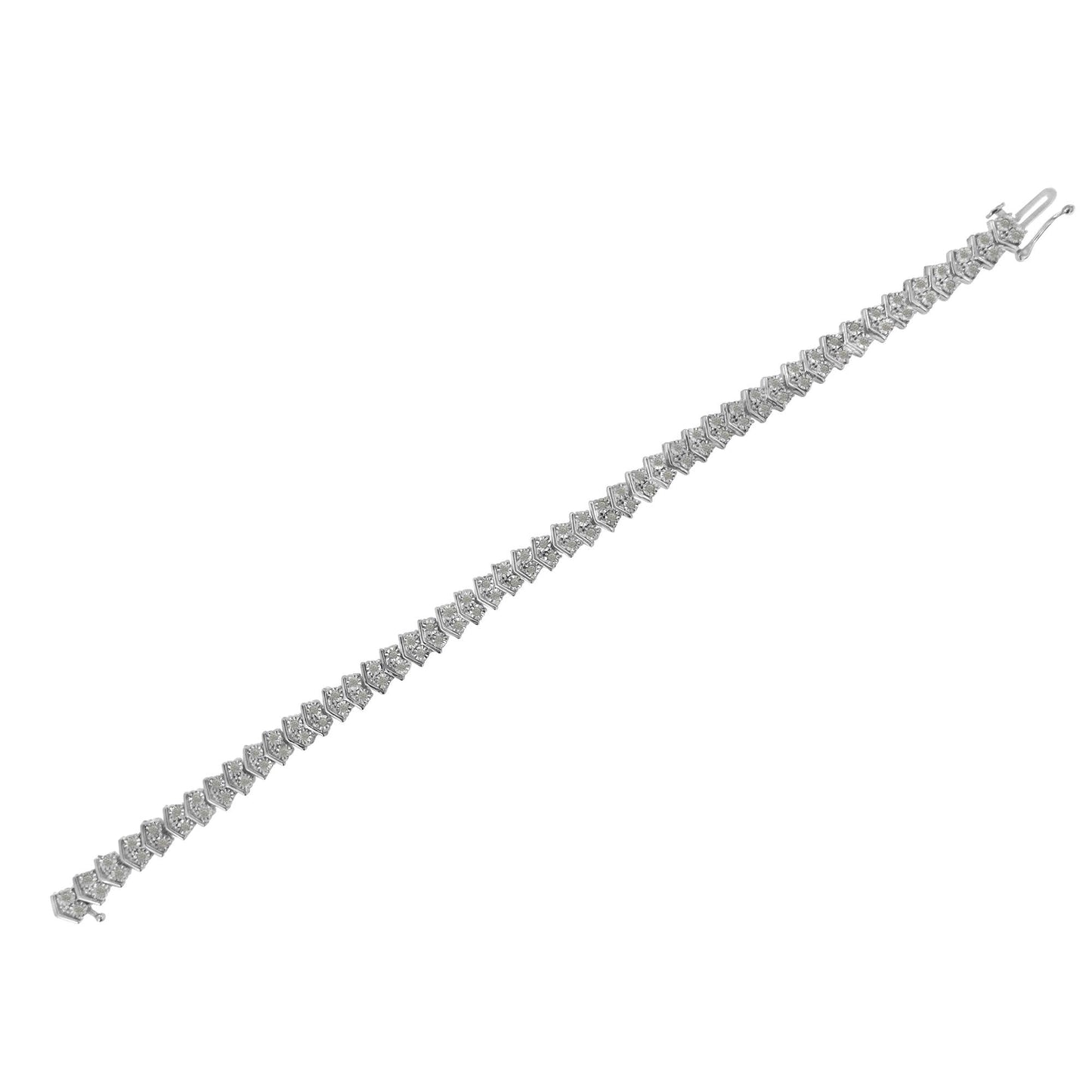 .925 Sterling Silver 1.0 cttw Diamond "Arrow" Shape Tennis Link Bracelet (I-J Color, I3 Clarity) -7.25"