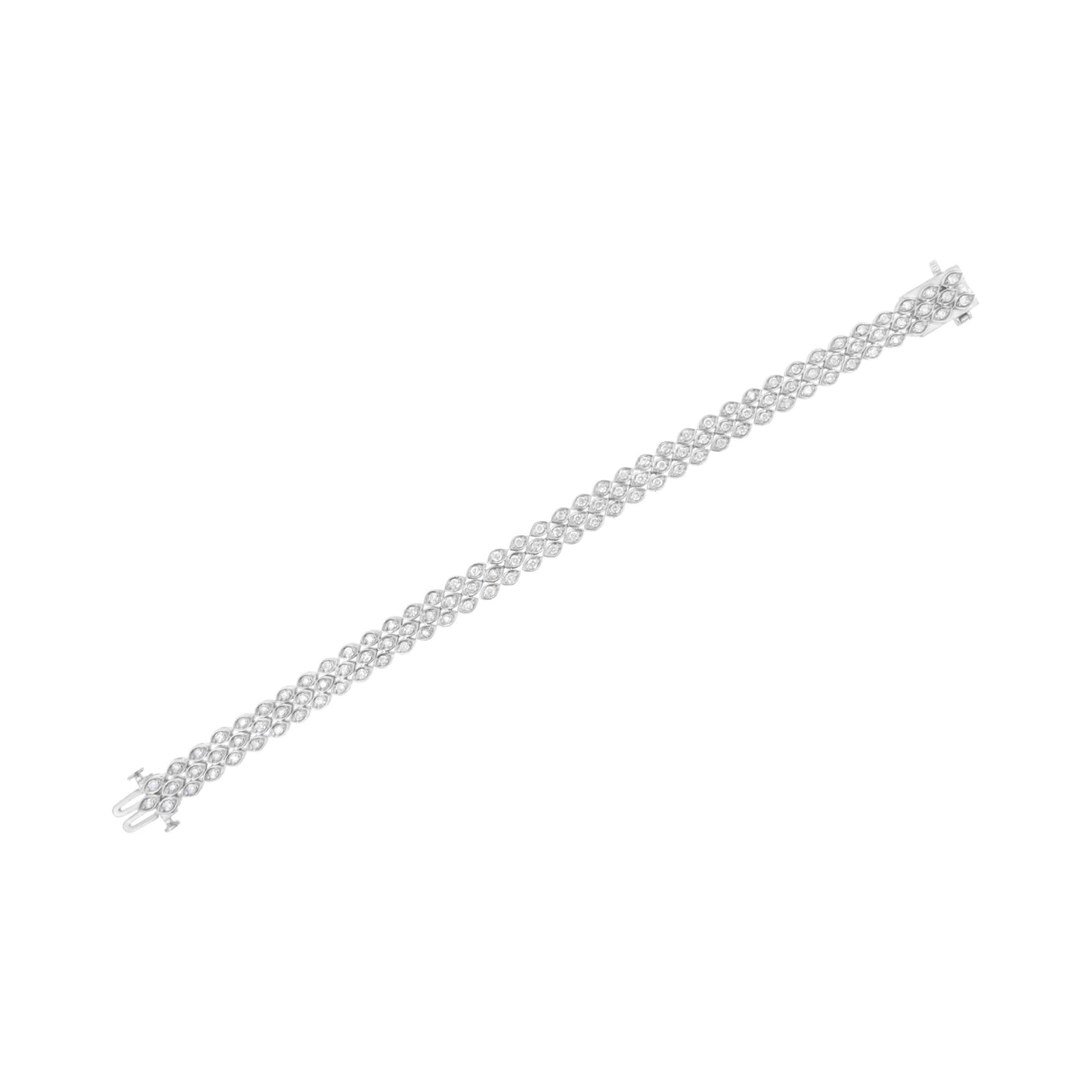 .925 Sterling Silver 3.0 Cttw Diamond Pave-Set Marquise Shaped Banded Link Bracelet (I-J Color, I2-I3 Clarity) - 7-1/4"