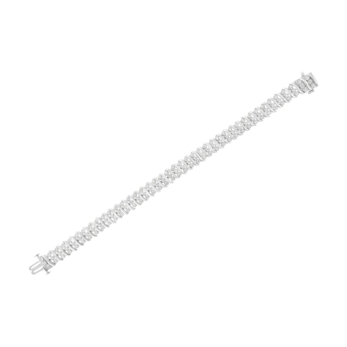 Sterling Silver 2 cttw Diamond Link Double Row Bracelet (I-J, I2-I3)