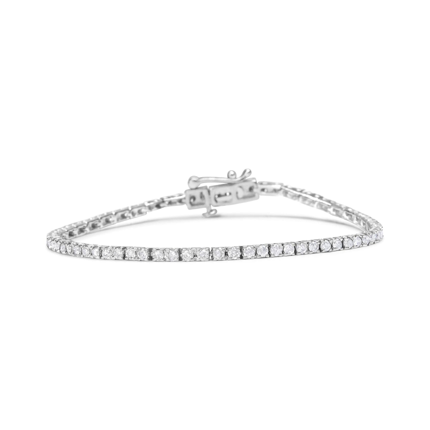 10K White Gold 2.0 Cttw Prong Set Round-Cut 7.25" Classic Diamond Tennis Bracelet (G-H Color, I1-I2 Clarity)