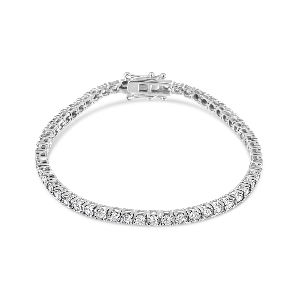 14K White Gold 2.0 Cttw Miracle Set Round-Cut Lab Grown Diamond Illusion 7" Tennis Bracelet (F-G Color, VS2-SI1 Clarity)