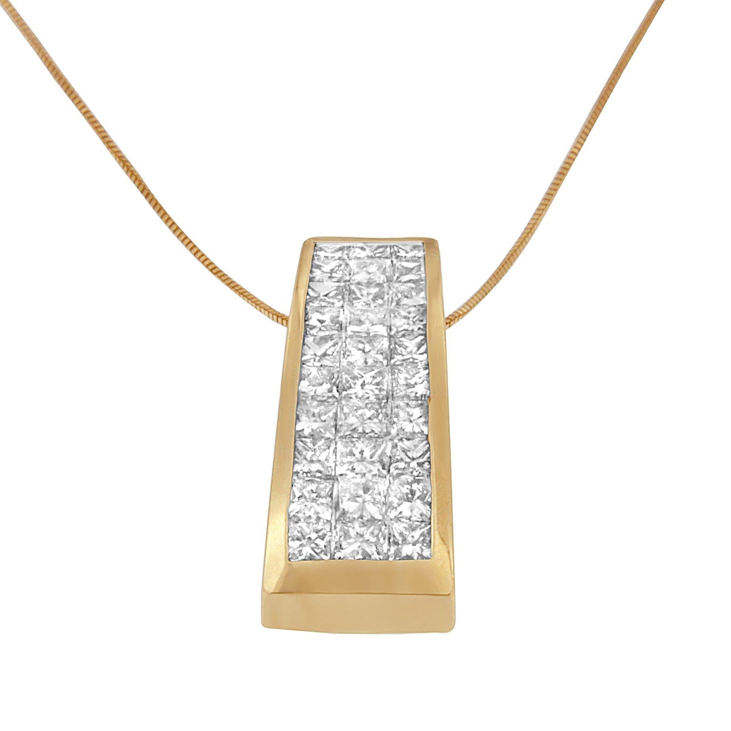 14K Yellow Gold Princess-Cut Diamond Pillar Pendant Necklace (1 5/8 cttw, H-I Color, SI1-SI2 Clarity)