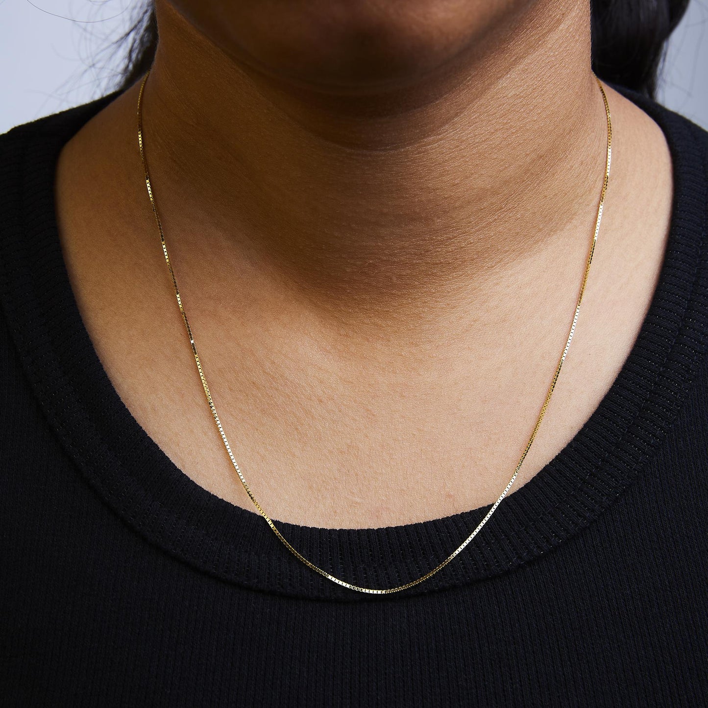 Unisex Solid 14K Gold 0.75mm Classic Box Chain Necklace